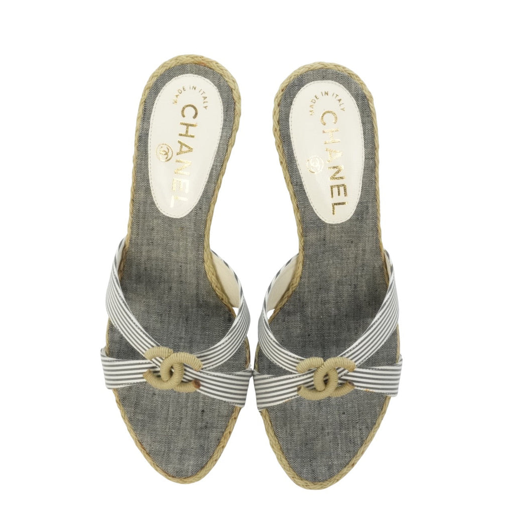 CHANEL Coco Mark Marine Mules Sandals