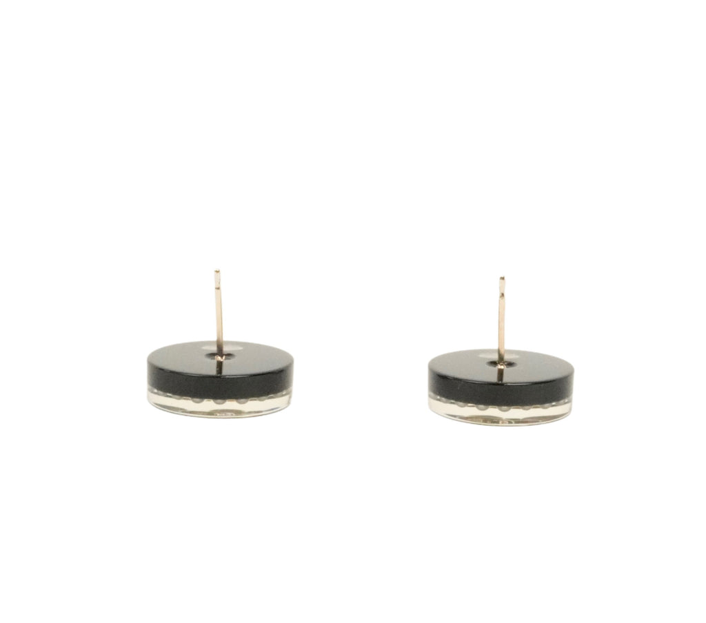 CHANEL Circle Diamond Quilted Coco Mark Earrings