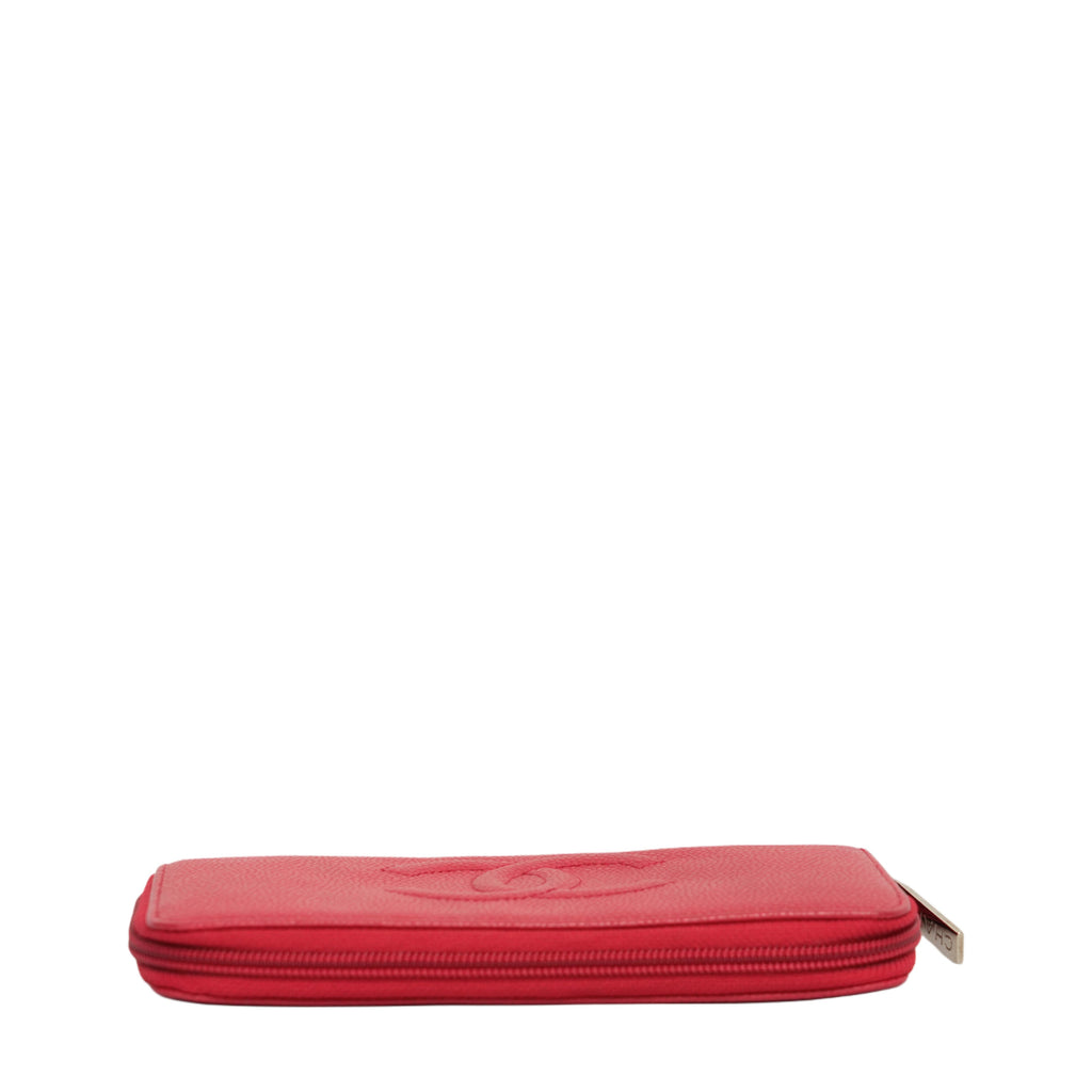 CHANEL 2013-2014 Caviar Skin Coco Mark Long Wallet