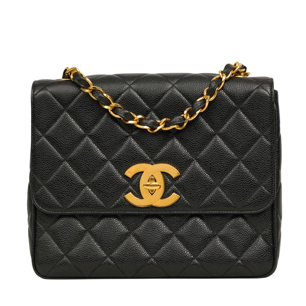 CHANEL 1994–1996 Coco Mark Matelassé Caviar Skin Shoulder Bag