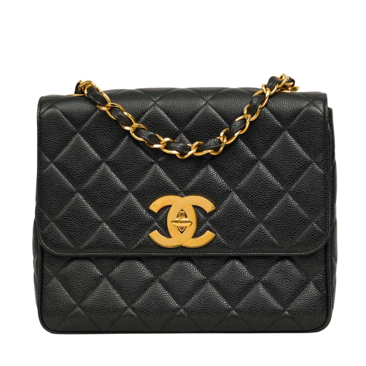 CHANEL 1994–1996 Coco Mark Matelassé Caviar Skin Shoulder Bag