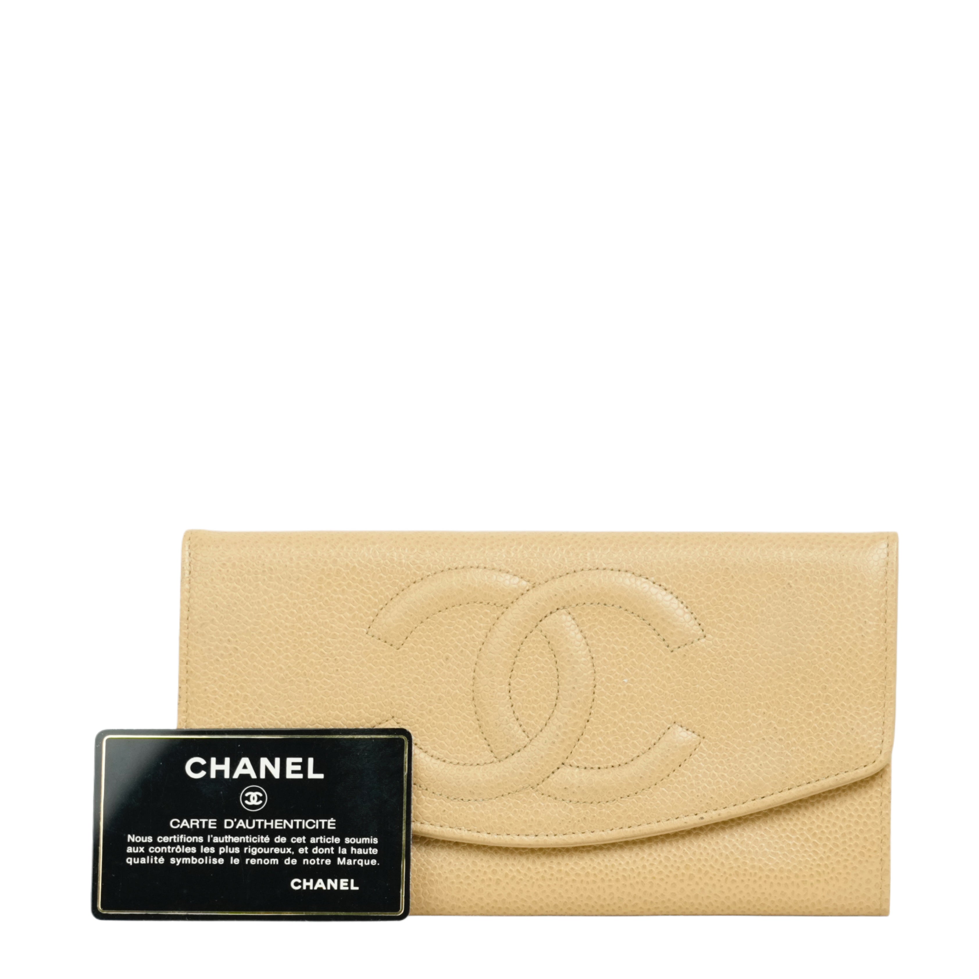 CHANEL 1997-1999 Coco Mark Caviar Skin Long Wallet