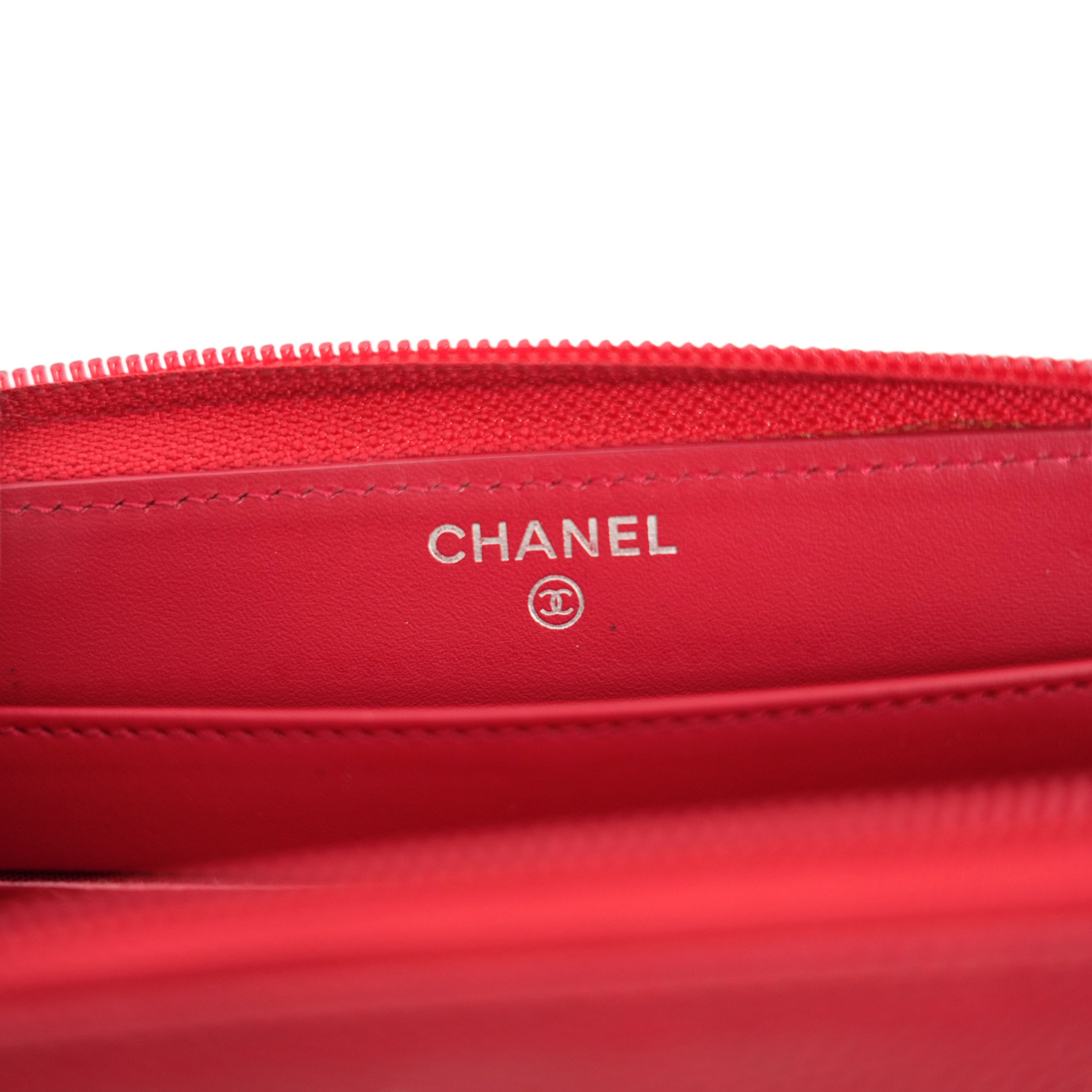 CHANEL 2013-2014 Caviar Skin Coco Mark Long Wallet