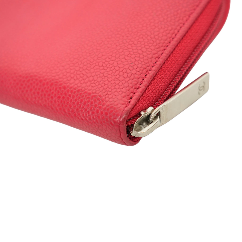 CHANEL 2013-2014 Caviar Skin Coco Mark Long Wallet