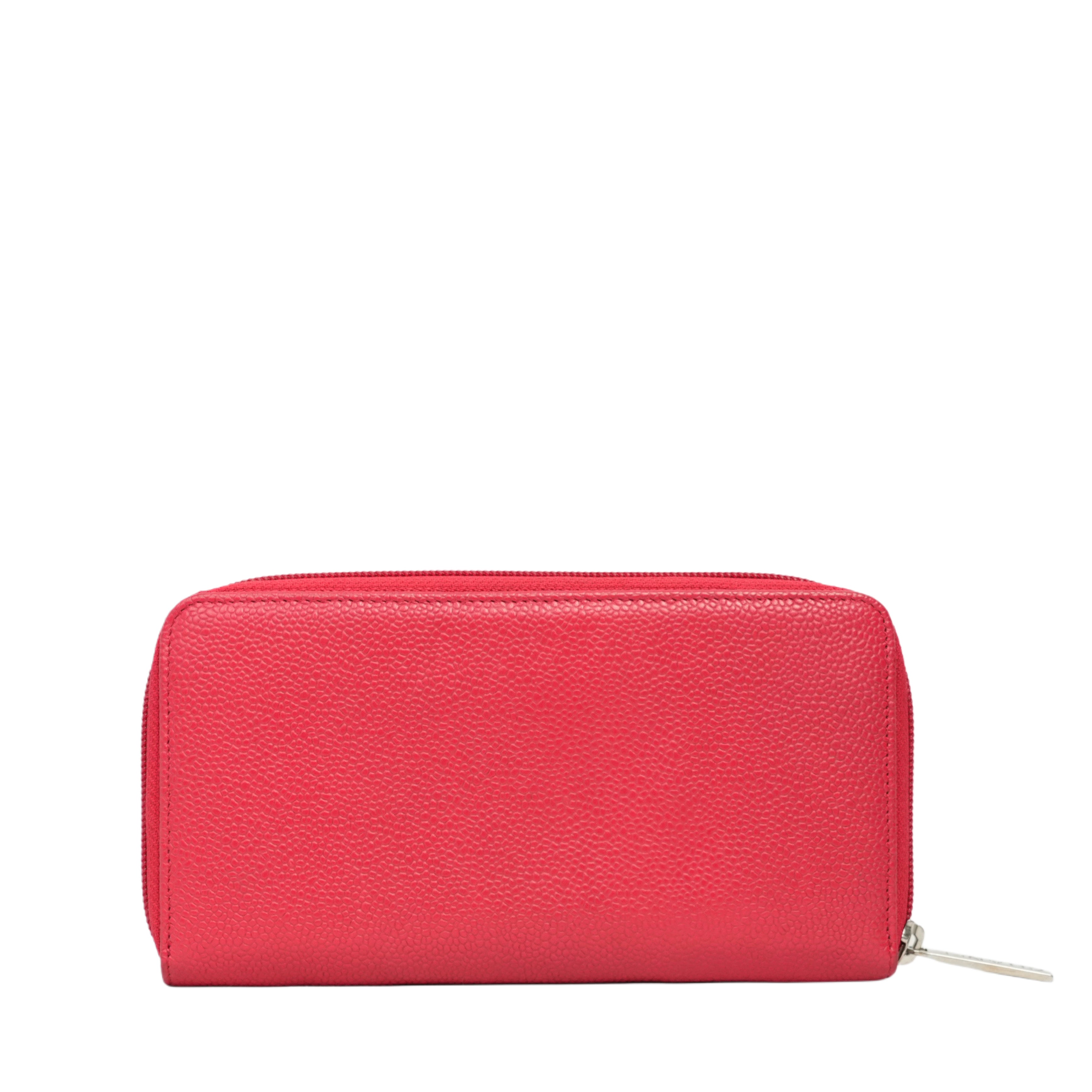 CHANEL 2013-2014 Caviar Skin Coco Mark Long Wallet