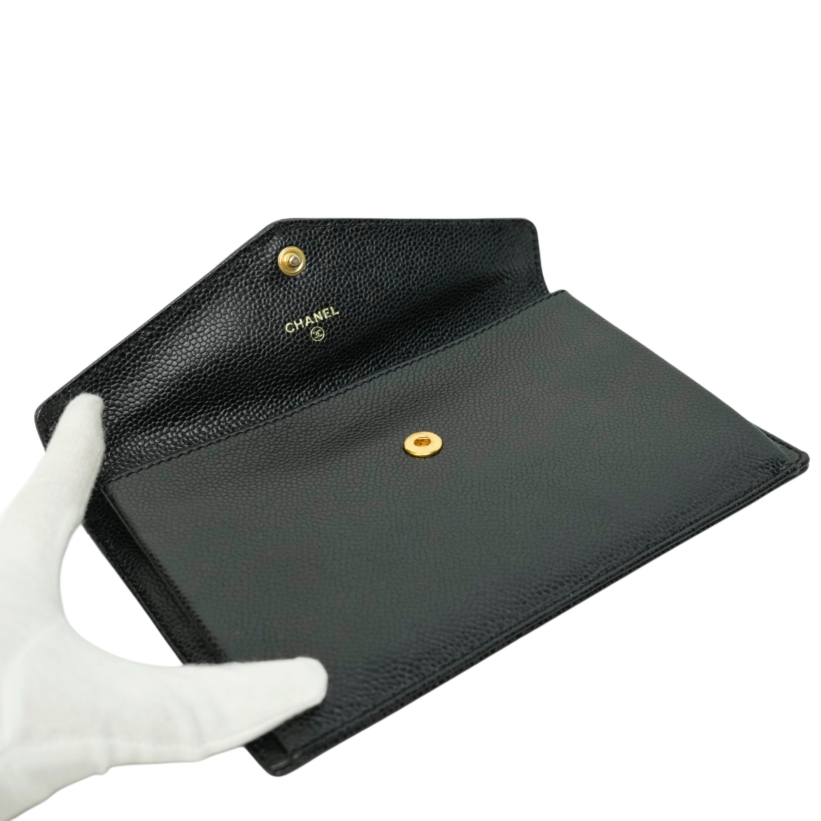CHANEL 1997–1999 Coco Mark Caviar Leather Long Wallet / Pouch