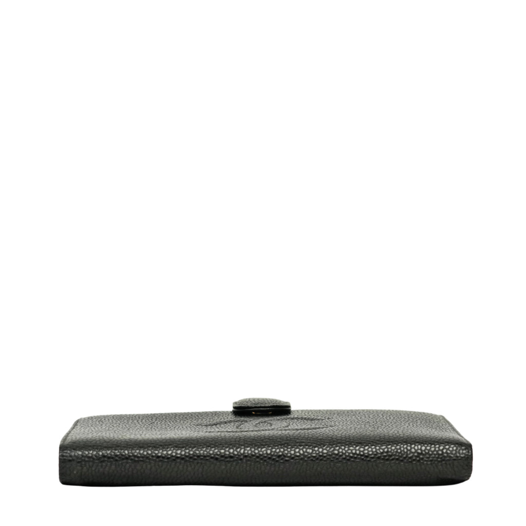 CHANEL 2003–2004 Coco Mark Caviar Skin Bifold Long Wallet