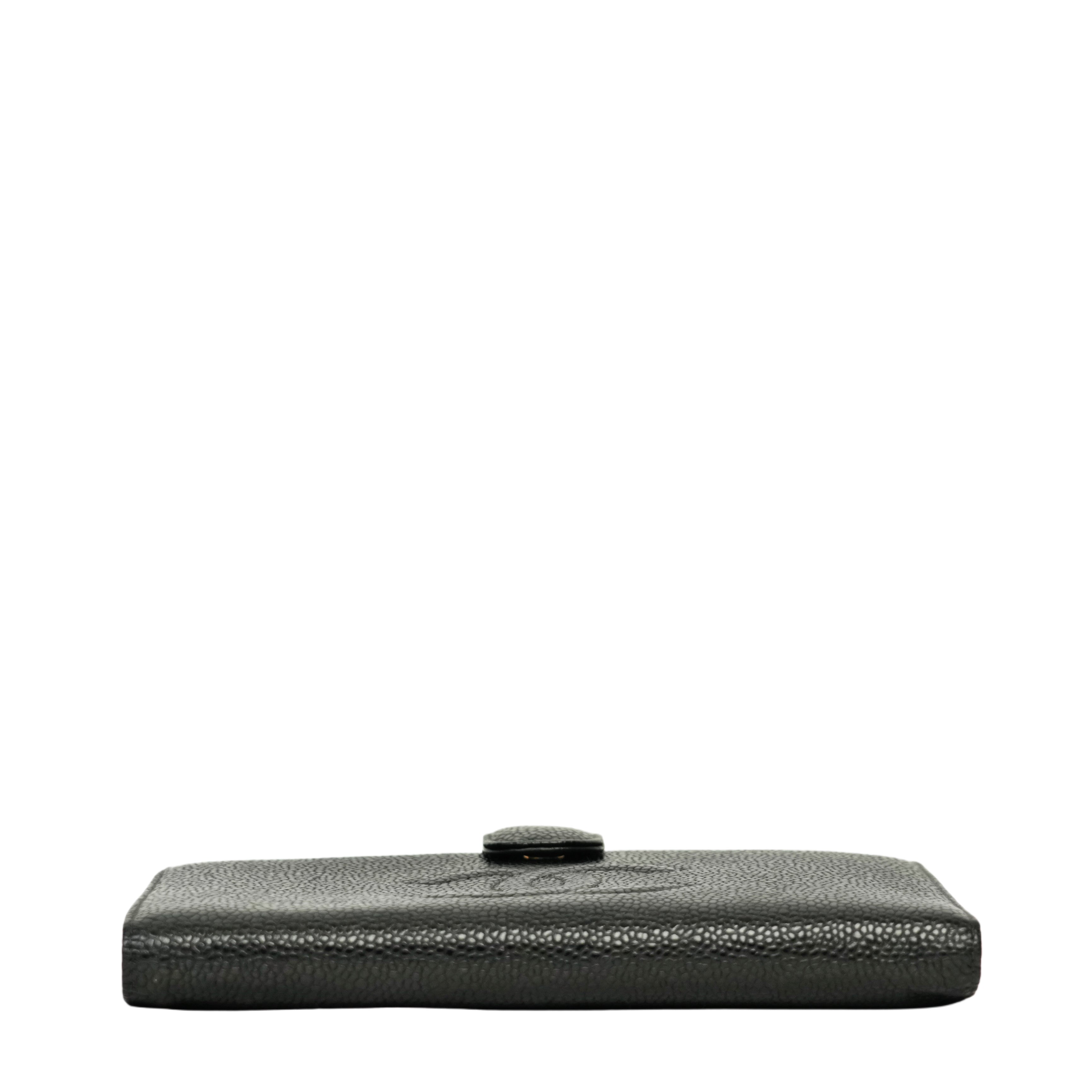 CHANEL 2003–2004 Coco Mark Caviar Skin Bifold Long Wallet