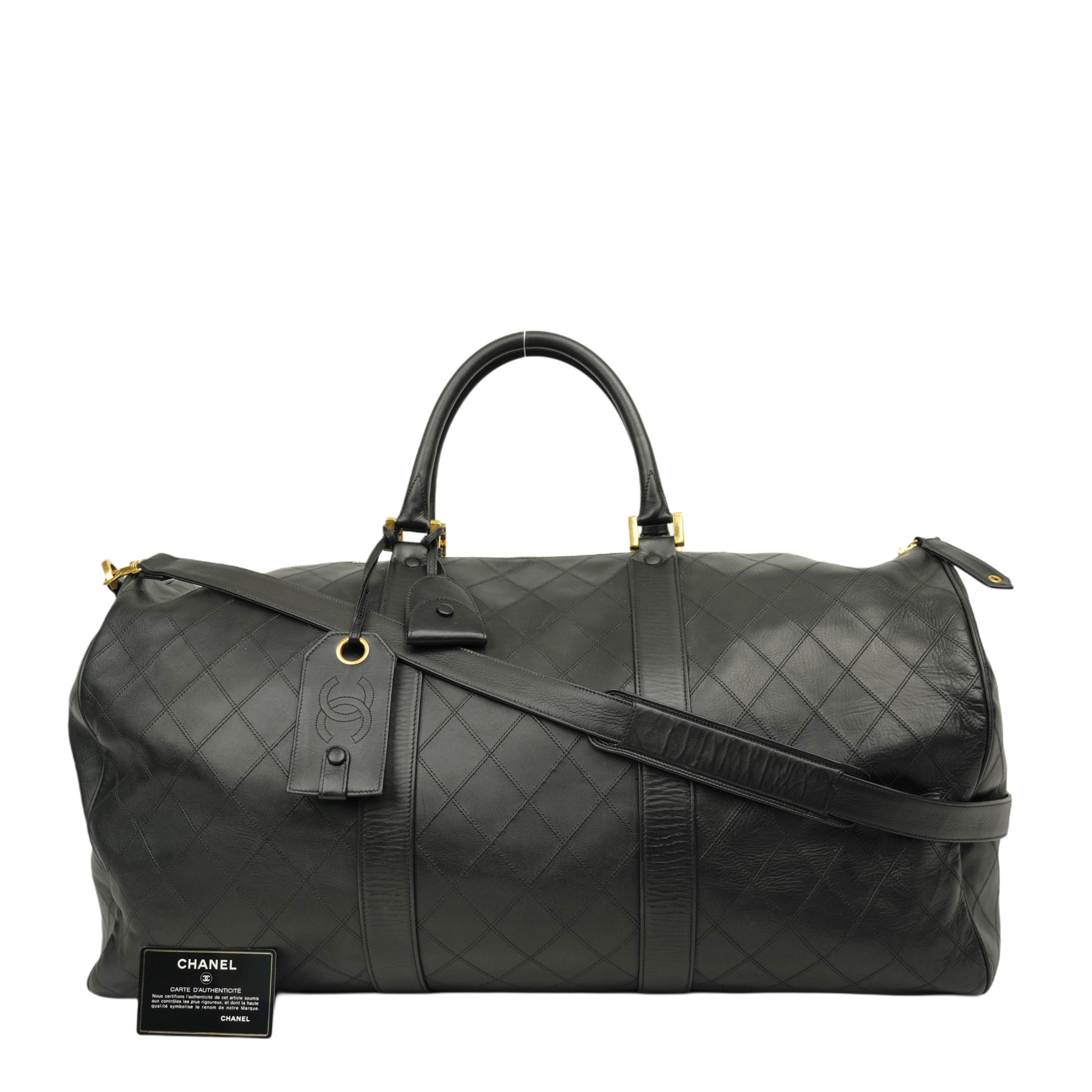 CHANEL 1991–1994 Matelassé Boston 60 Handbag / Shoulder Bag 2-Way