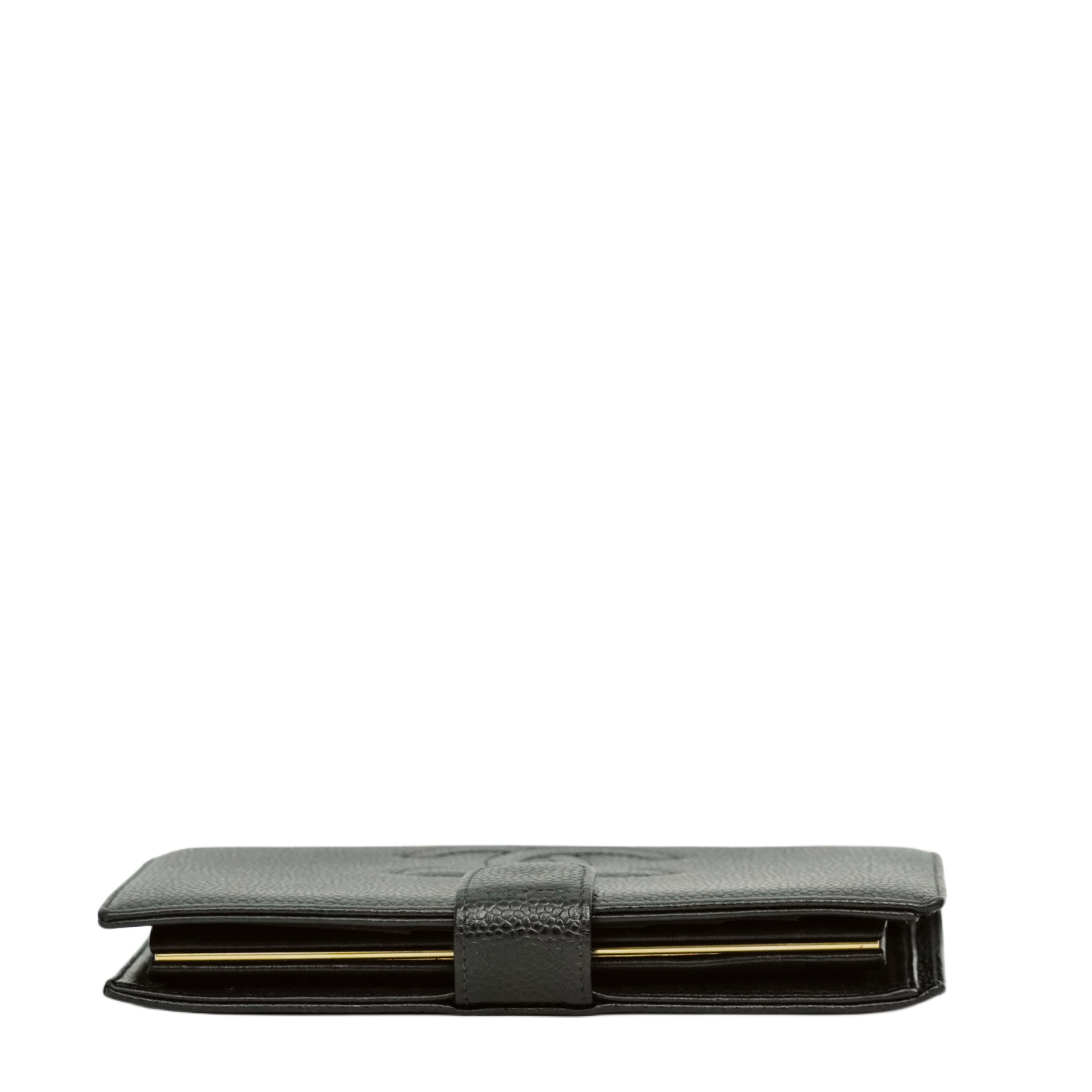 CHANEL 2003-2004 Coco Mark Caviar Skin Long Wallet
