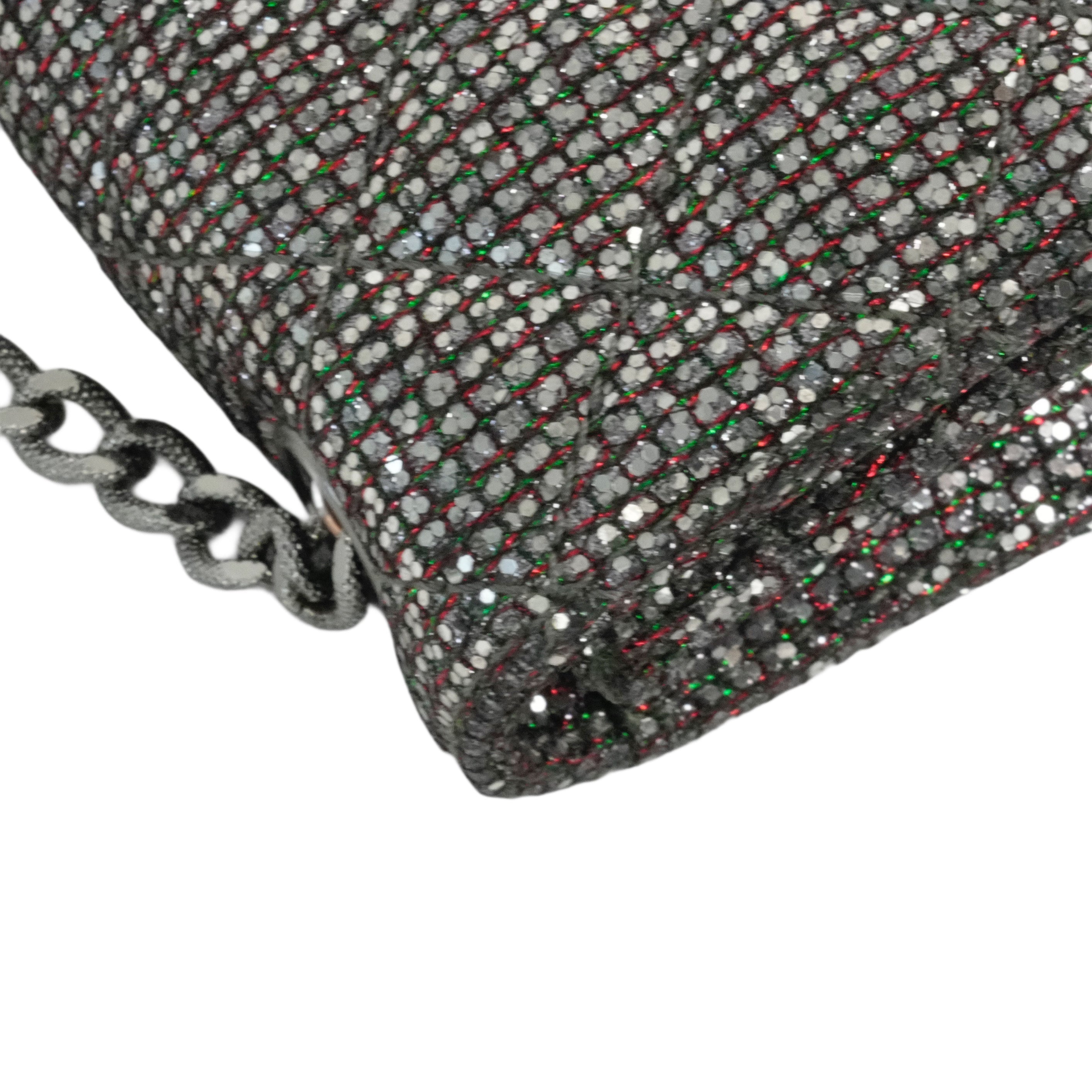 CHANEL 2010-2011 Matelassé 2.55 Chain Sequin Mini Shoulder Bag