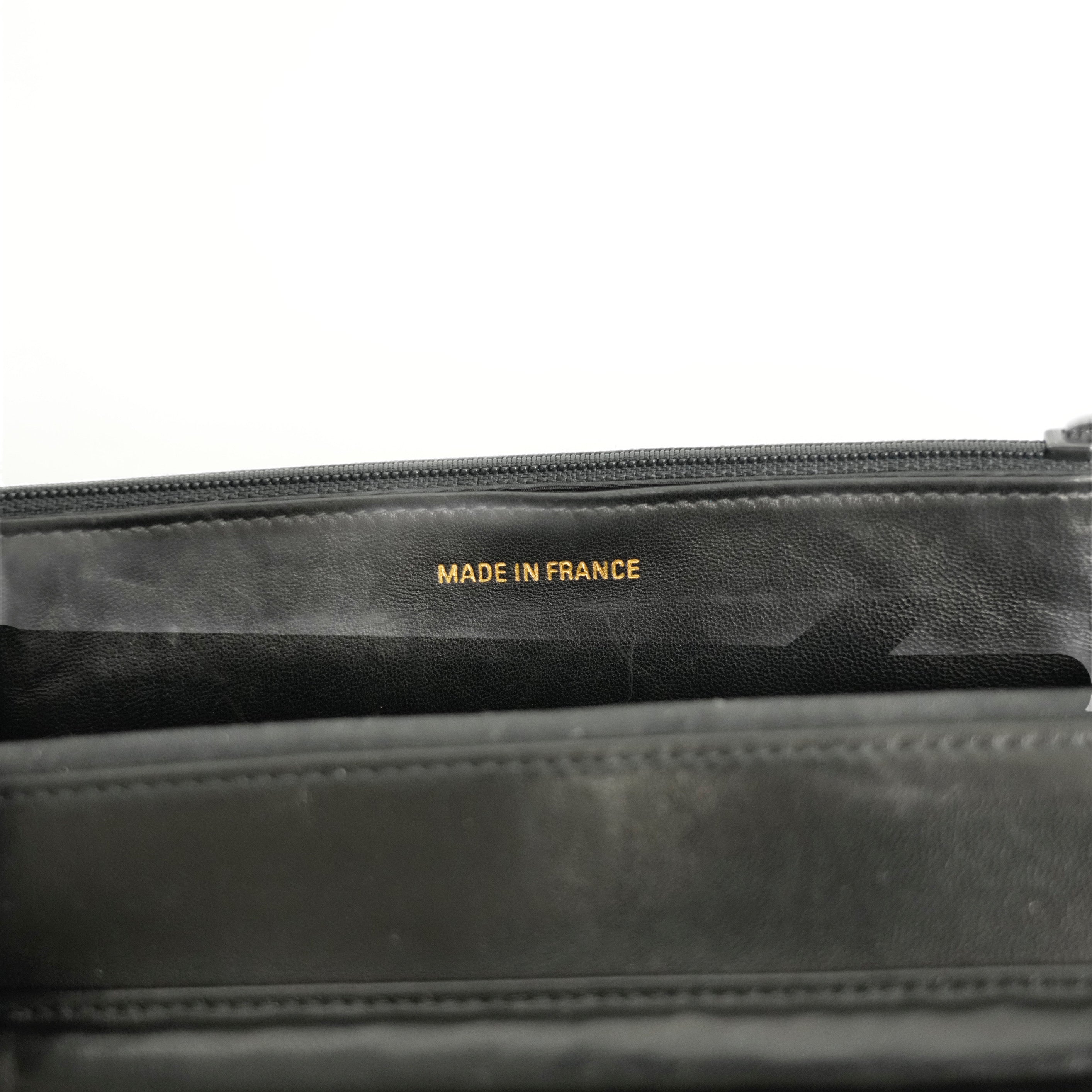 CHANEL 2002-2003 Caviar Skin Coco Mark Chain Wallet/Shoulder Bag
