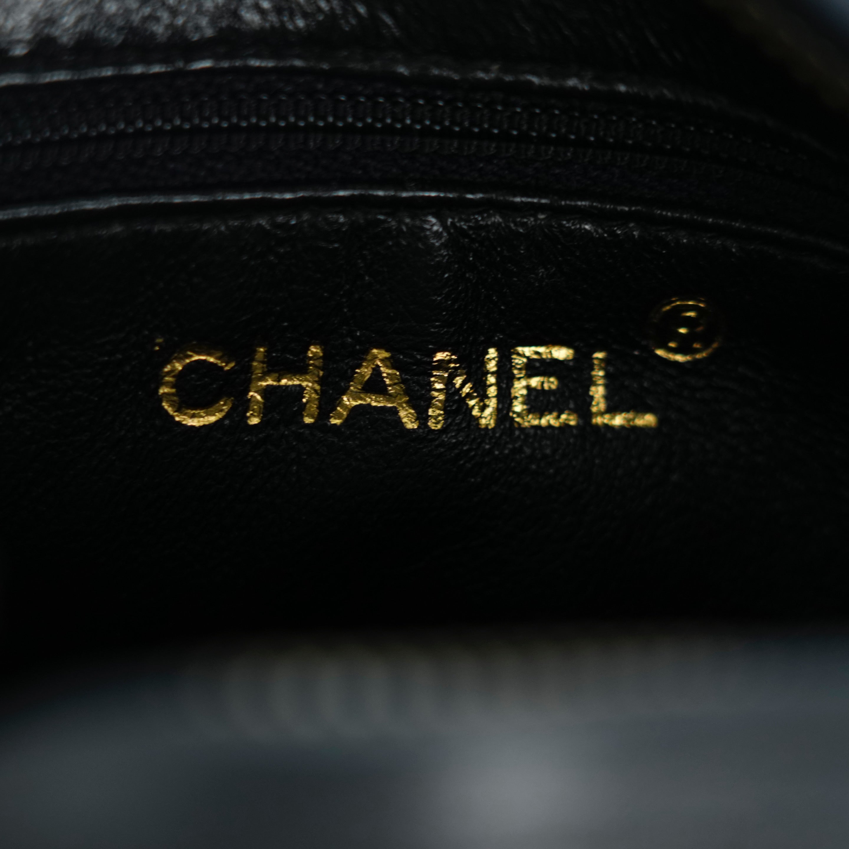 CHANEL 1991-1994 Coco Mark V-Stick Chain Lambskin Shoulder Bag