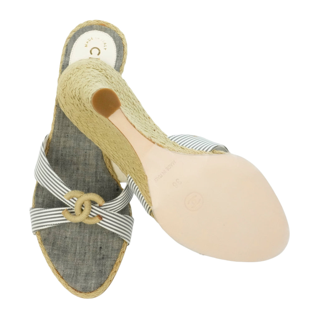 CHANEL Coco Mark Marine Mules Sandals