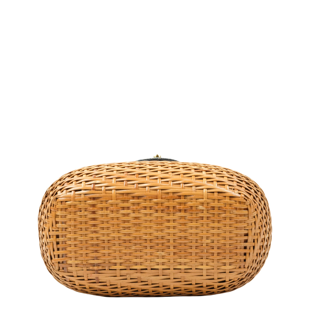 CHANEL 1997–1999 Coco Mark Chain Straw Denim Basket Shoulder Bag