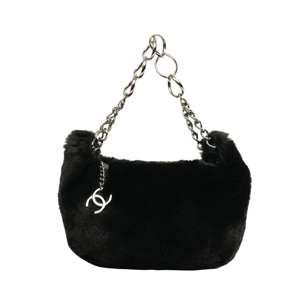 CHANEL 2002–2003 Fur Coco Mark Chain Shoulder Bag