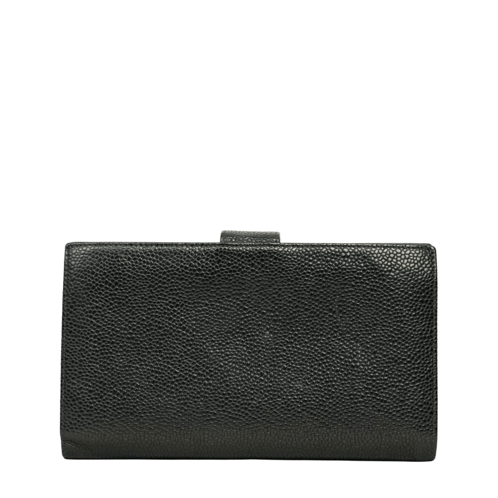 CHANEL 2003–2004 Coco Mark Caviar Skin Bifold Long Wallet