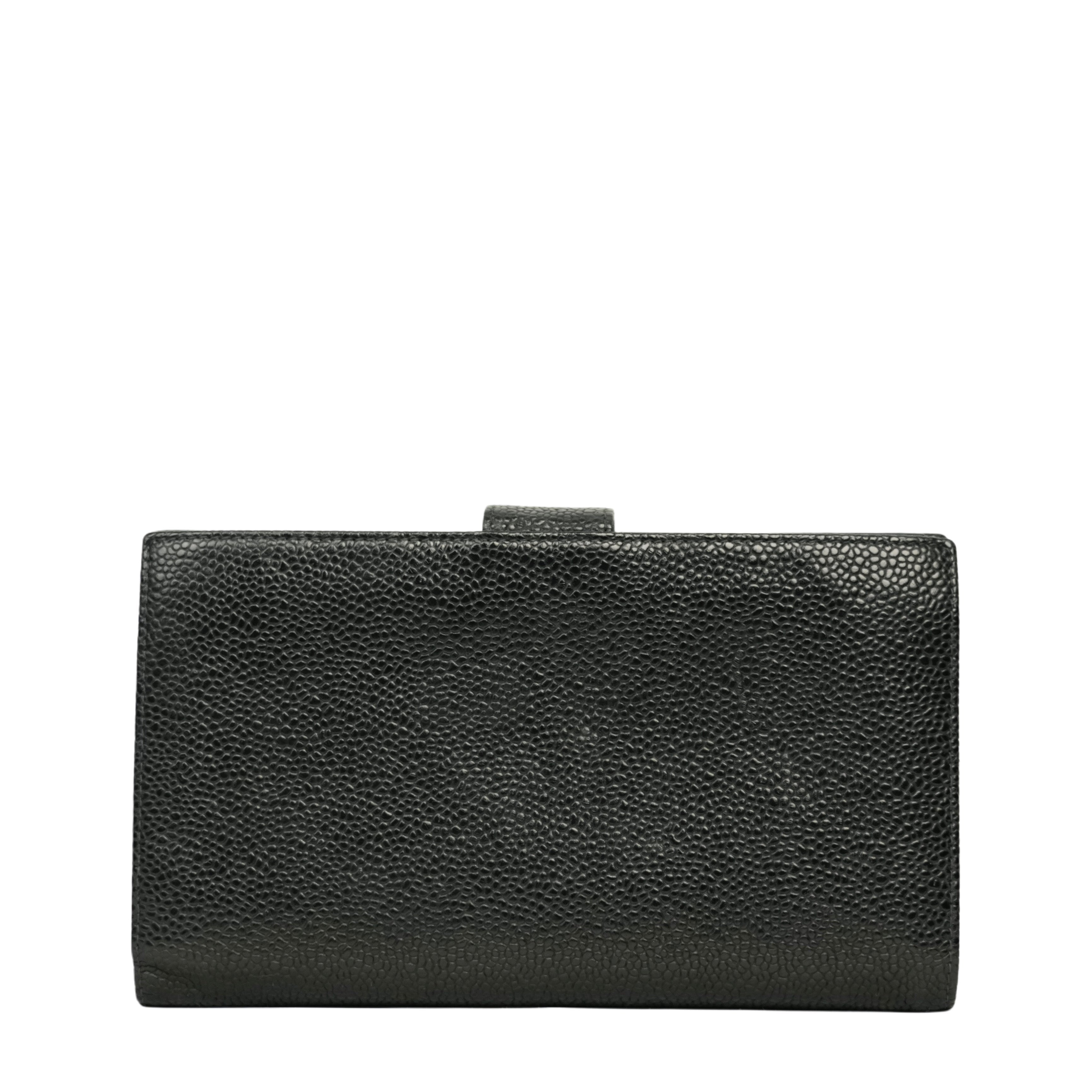 CHANEL 2003–2004 Coco Mark Caviar Skin Bifold Long Wallet