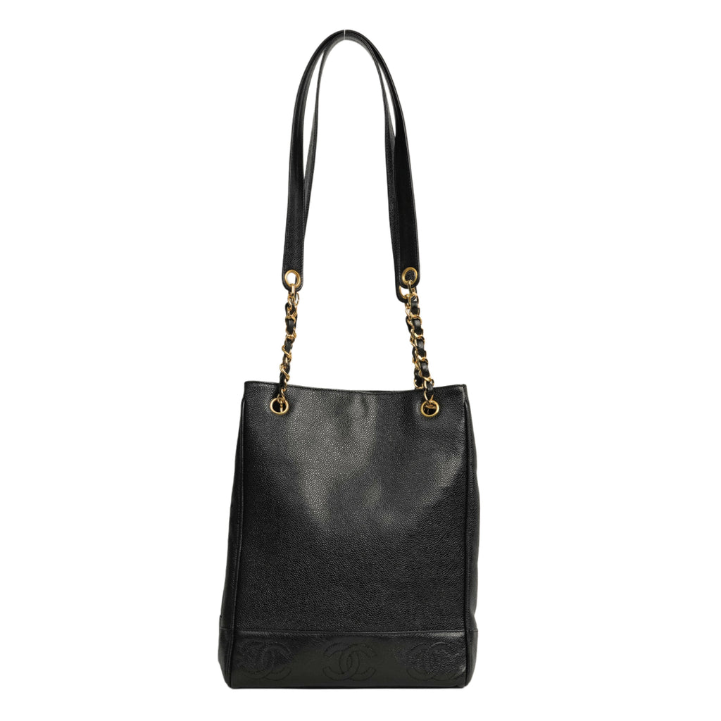 CHANEL 1996–1997 Coco Mark Matelassé Caviar Skin Tote Bag / Shoulder Bag