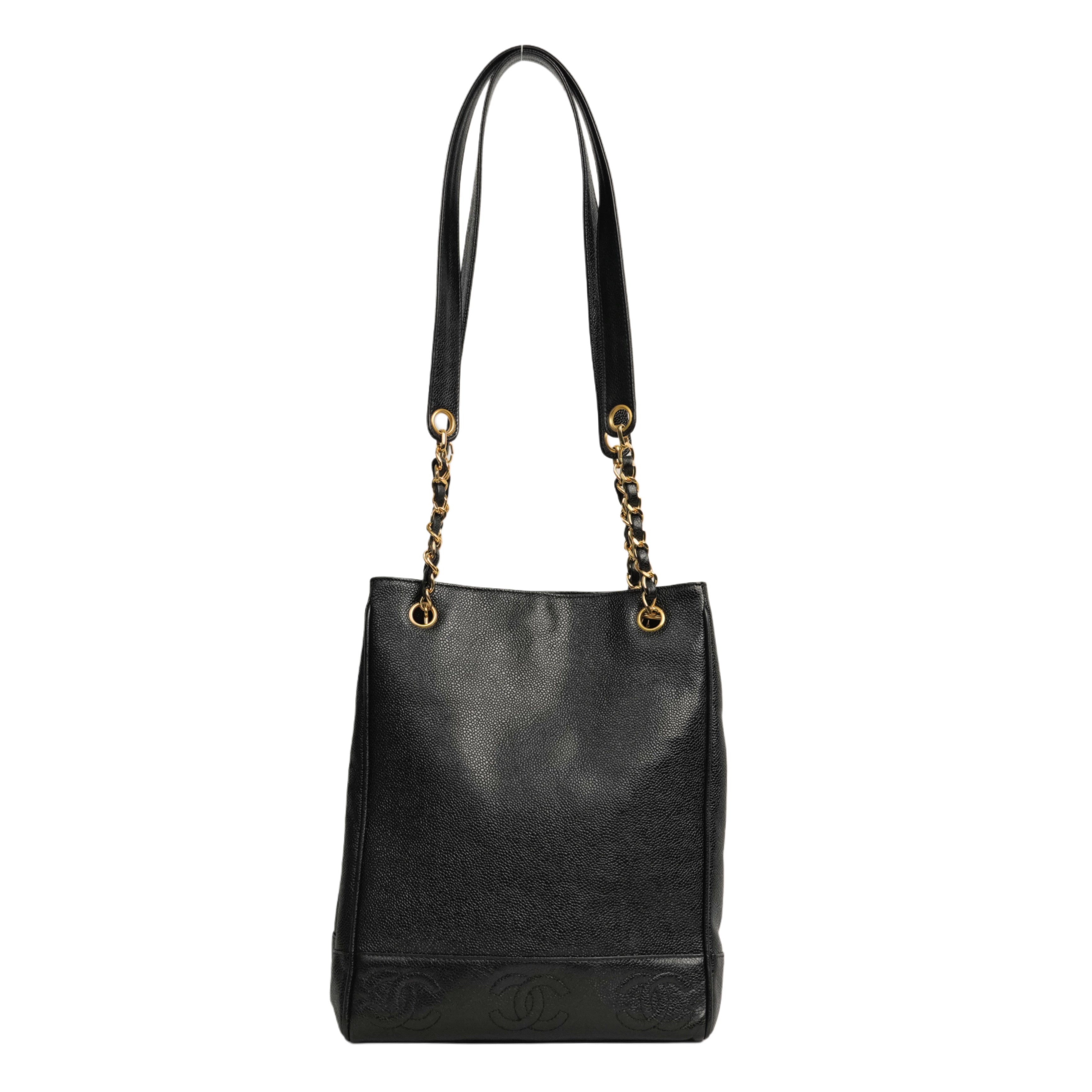 CHANEL 1996–1997 Coco Mark Matelassé Caviar Skin Tote Bag / Shoulder Bag