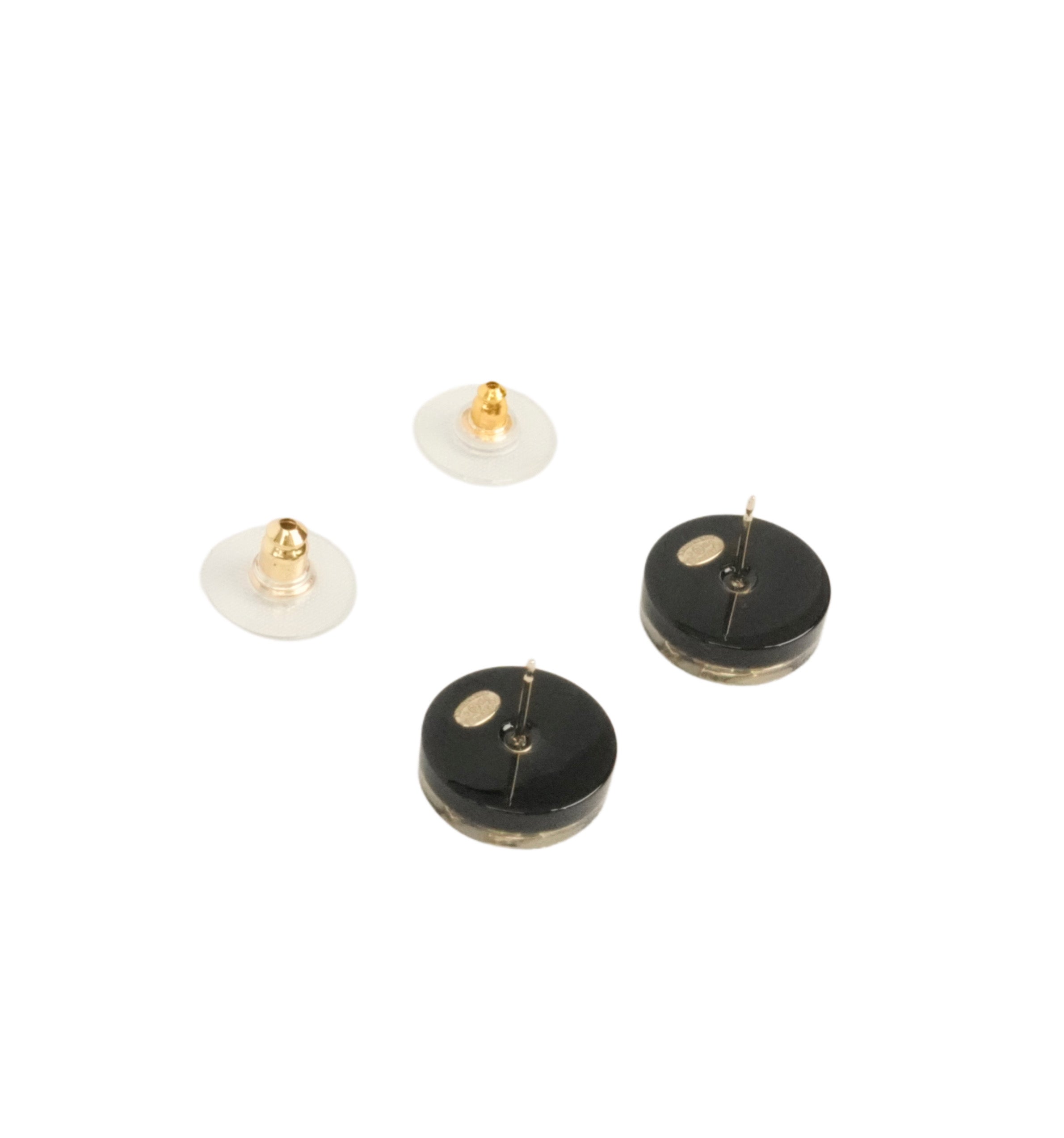 CHANEL Circle Diamond Quilted Coco Mark Earrings