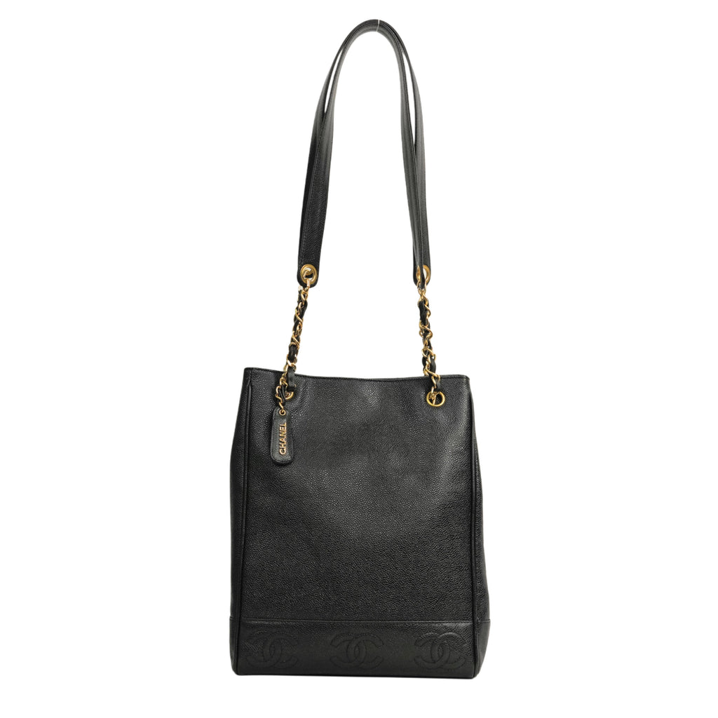 CHANEL 1996–1997 Coco Mark Matelassé Caviar Skin Tote Bag / Shoulder Bag