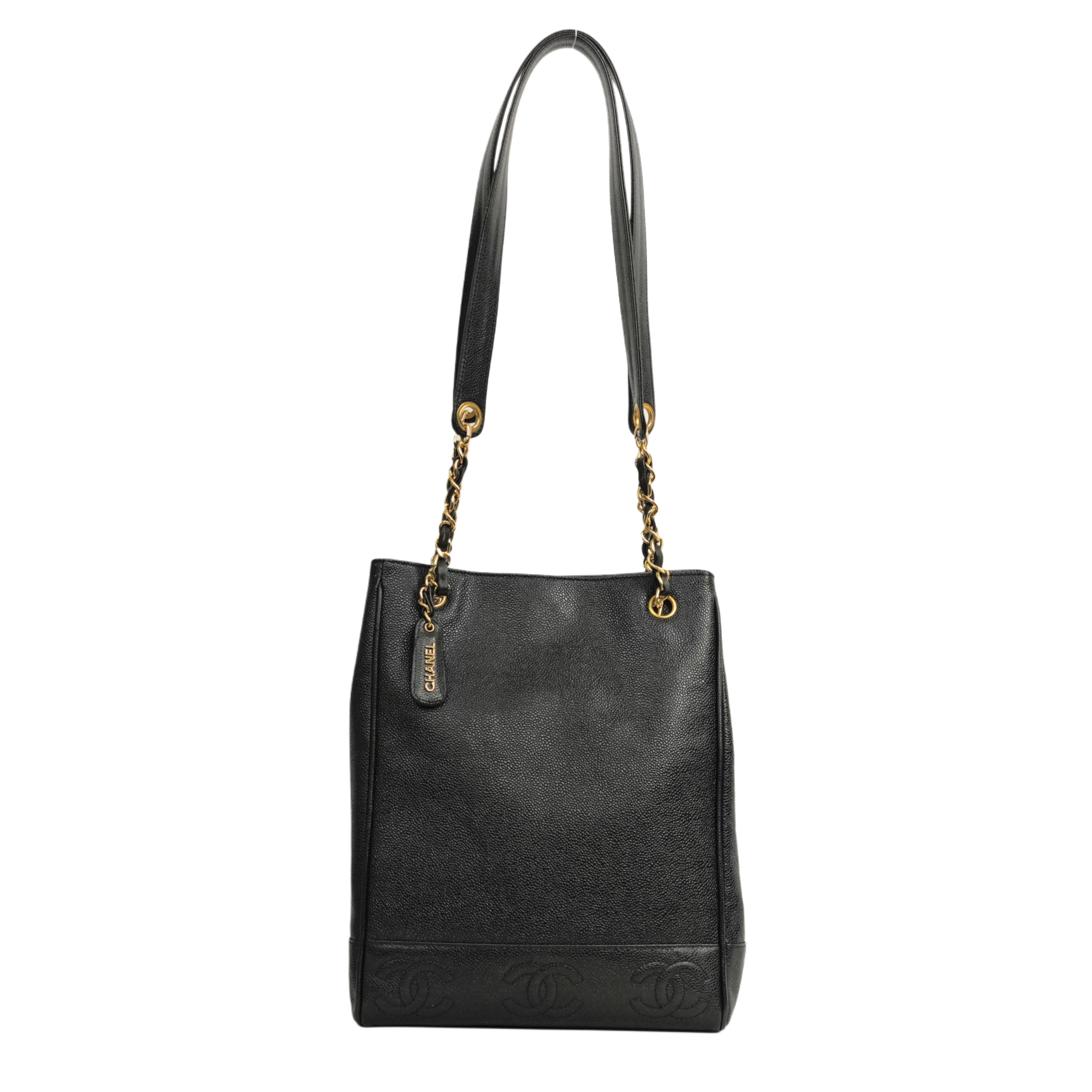 CHANEL 1996–1997 Coco Mark Matelassé Caviar Skin Tote Bag / Shoulder Bag
