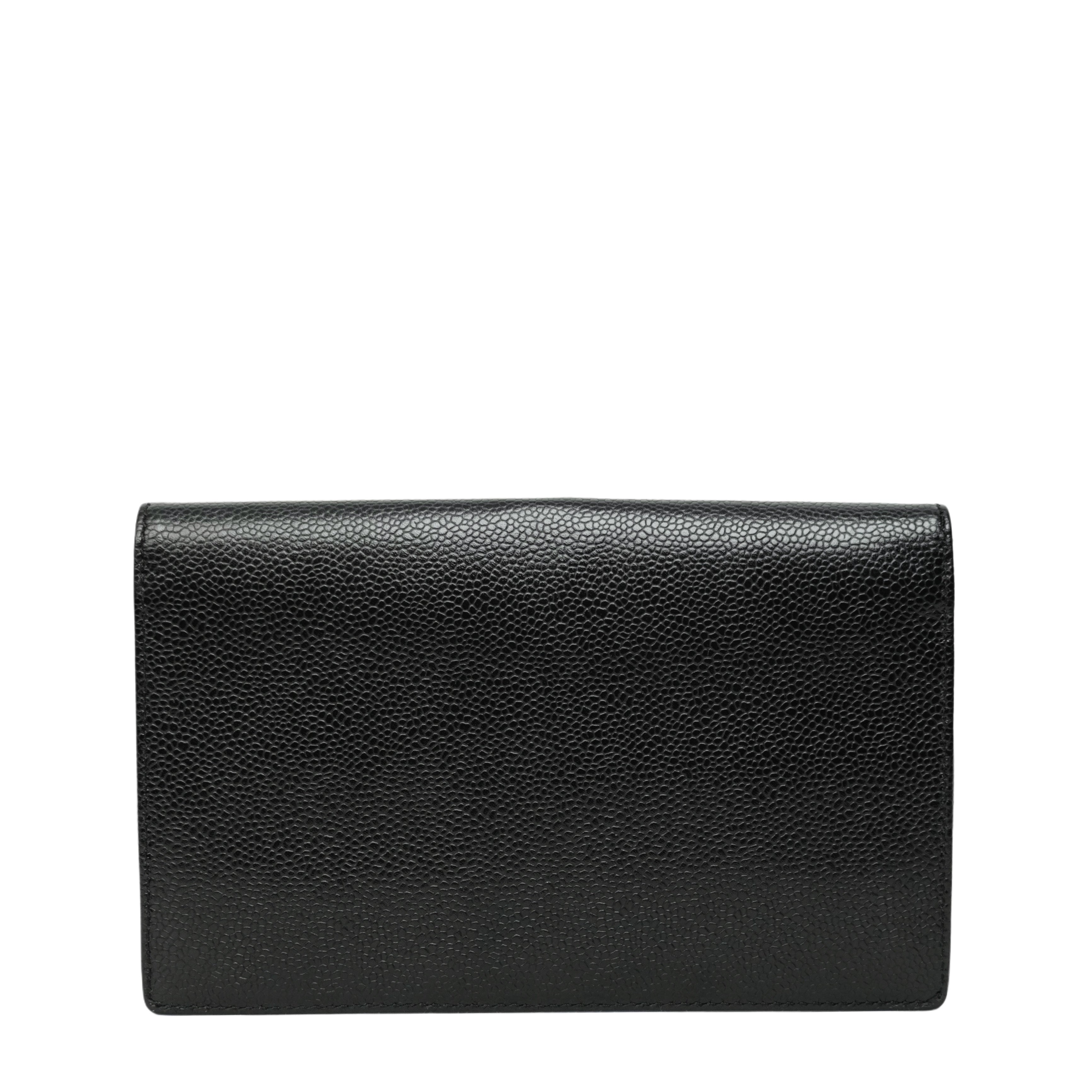 CHANEL 1997–1999 Coco Mark Caviar Leather Long Wallet / Pouch