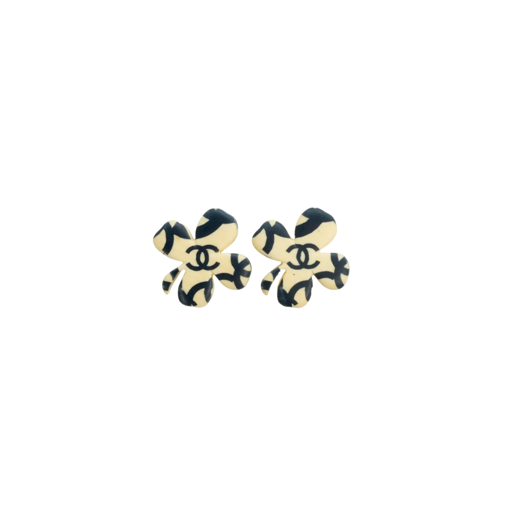 CHANEL Clover Motif Earrings