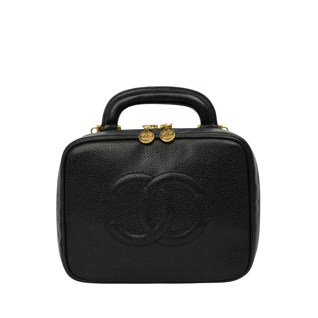 CHANEL 1996–1997 Caviar Leather Vanity Handbag / Shoulder Bag 2-Way