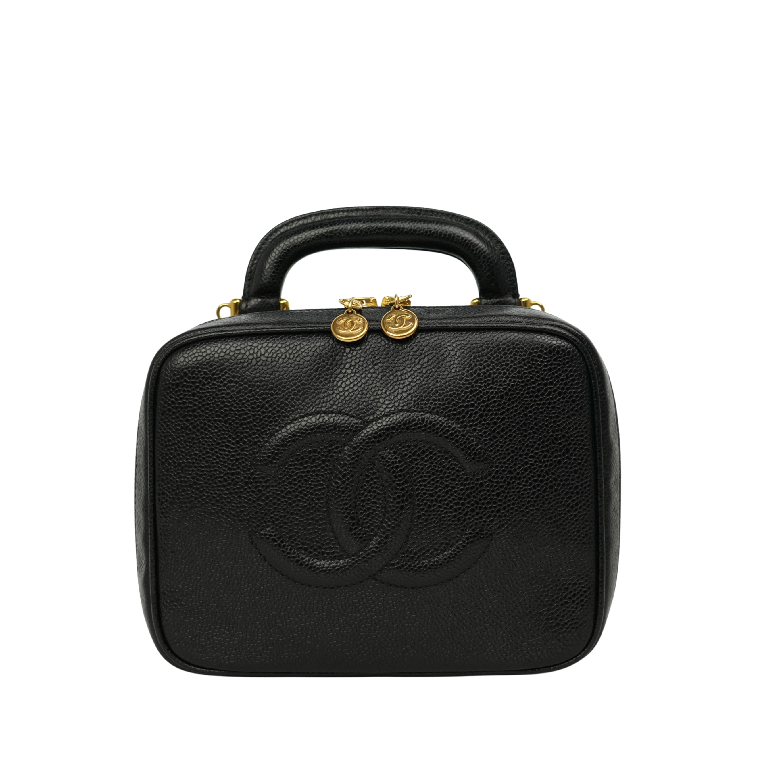 CHANEL 1996–1997 Caviar Leather Vanity Handbag / Shoulder Bag 2-Way
