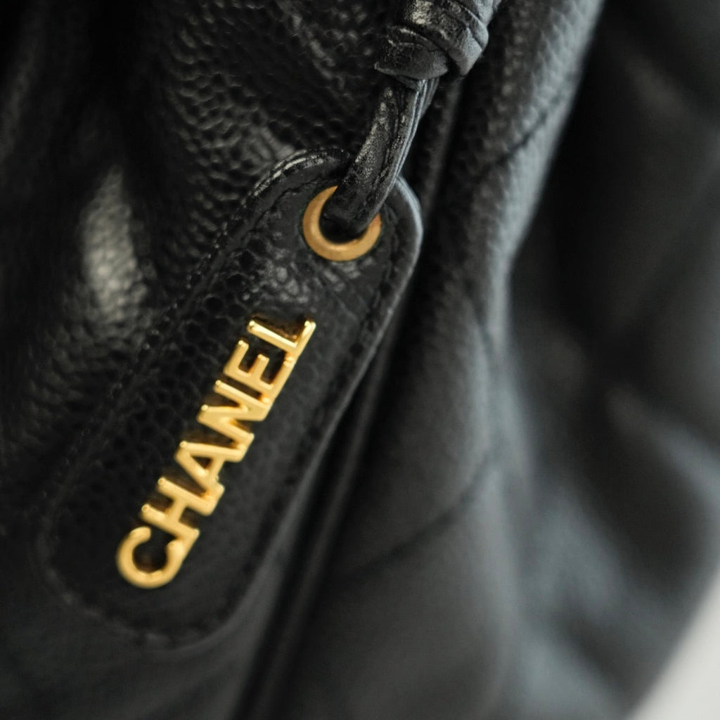 CHANEL 1994–1996 Drawstring Style Caviar Leather Backpack / Handbag