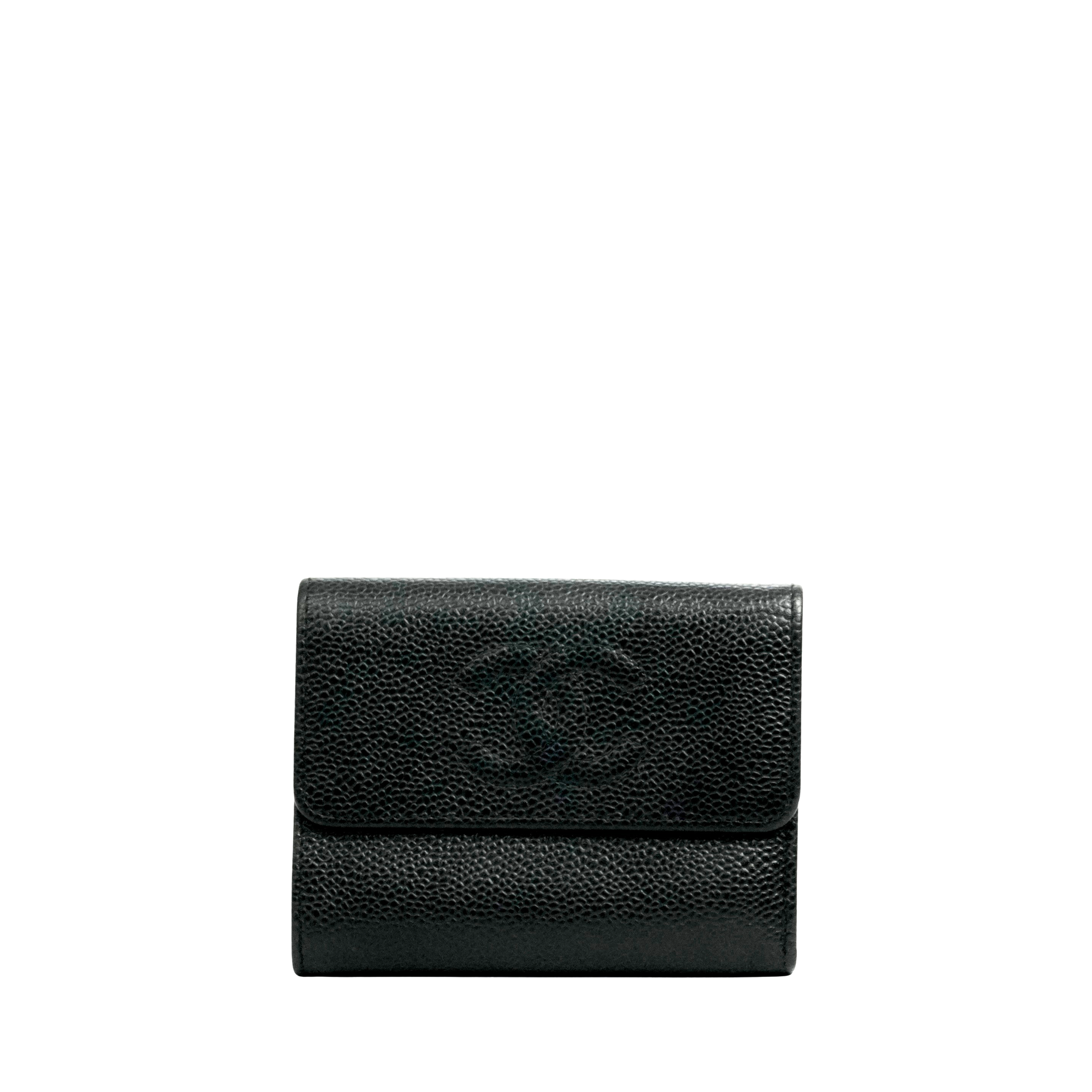CHANEL 2003–2004 Caviar Leather Tri-Fold Wallet