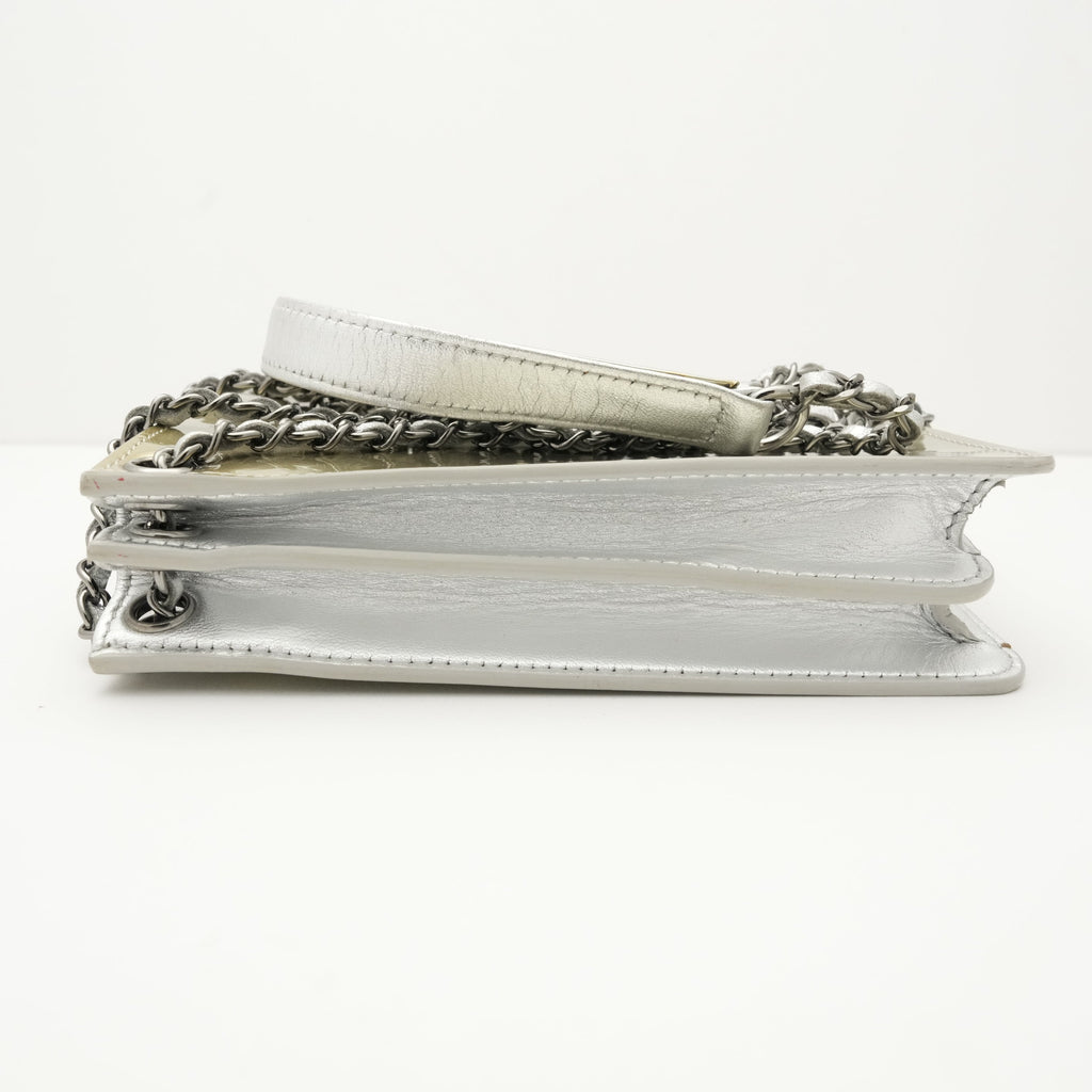 CHANEL 2014 Coco Mark Chain Metallic Leather Shoulder Bag