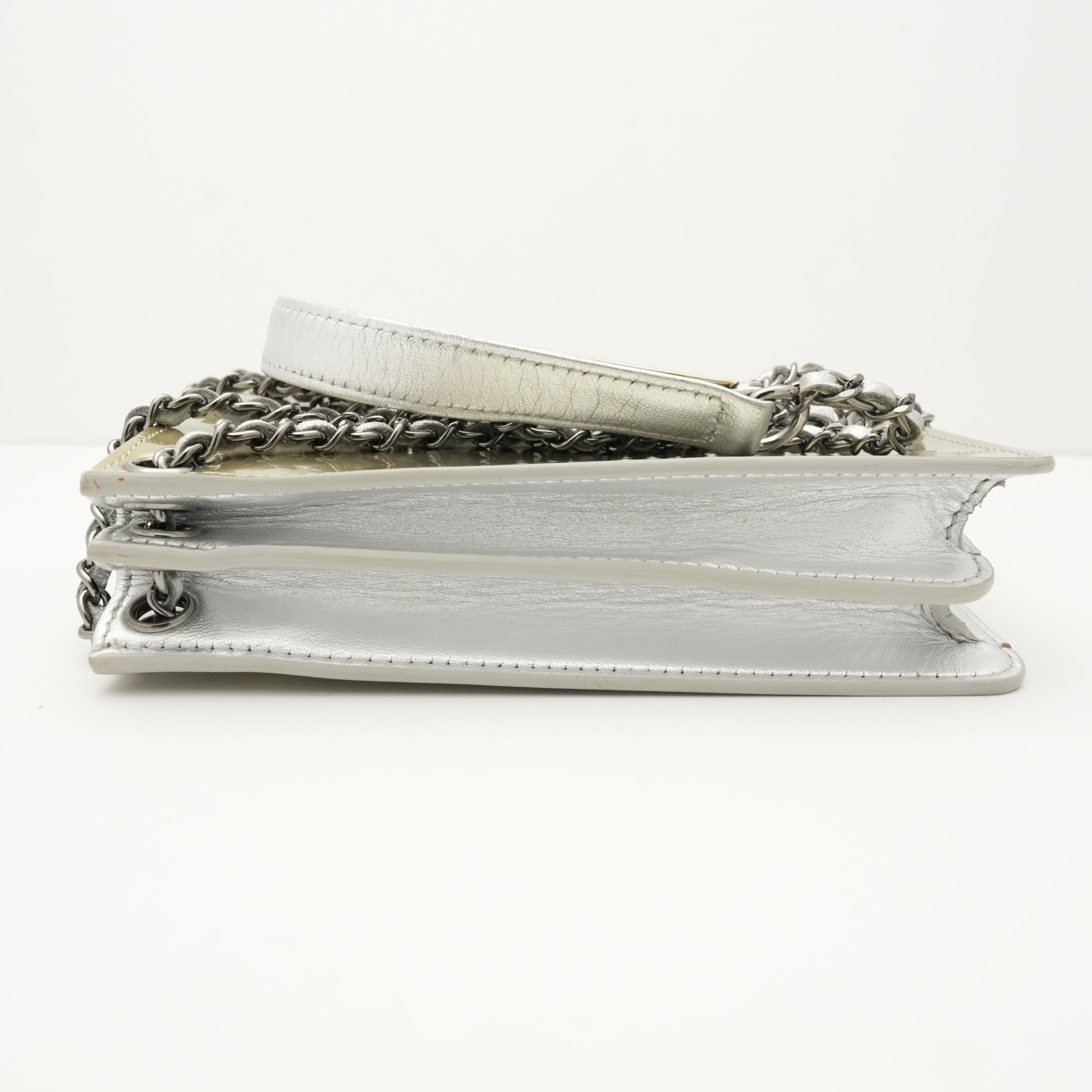 CHANEL 2014 Coco Mark Chain Metallic Leather Shoulder Bag