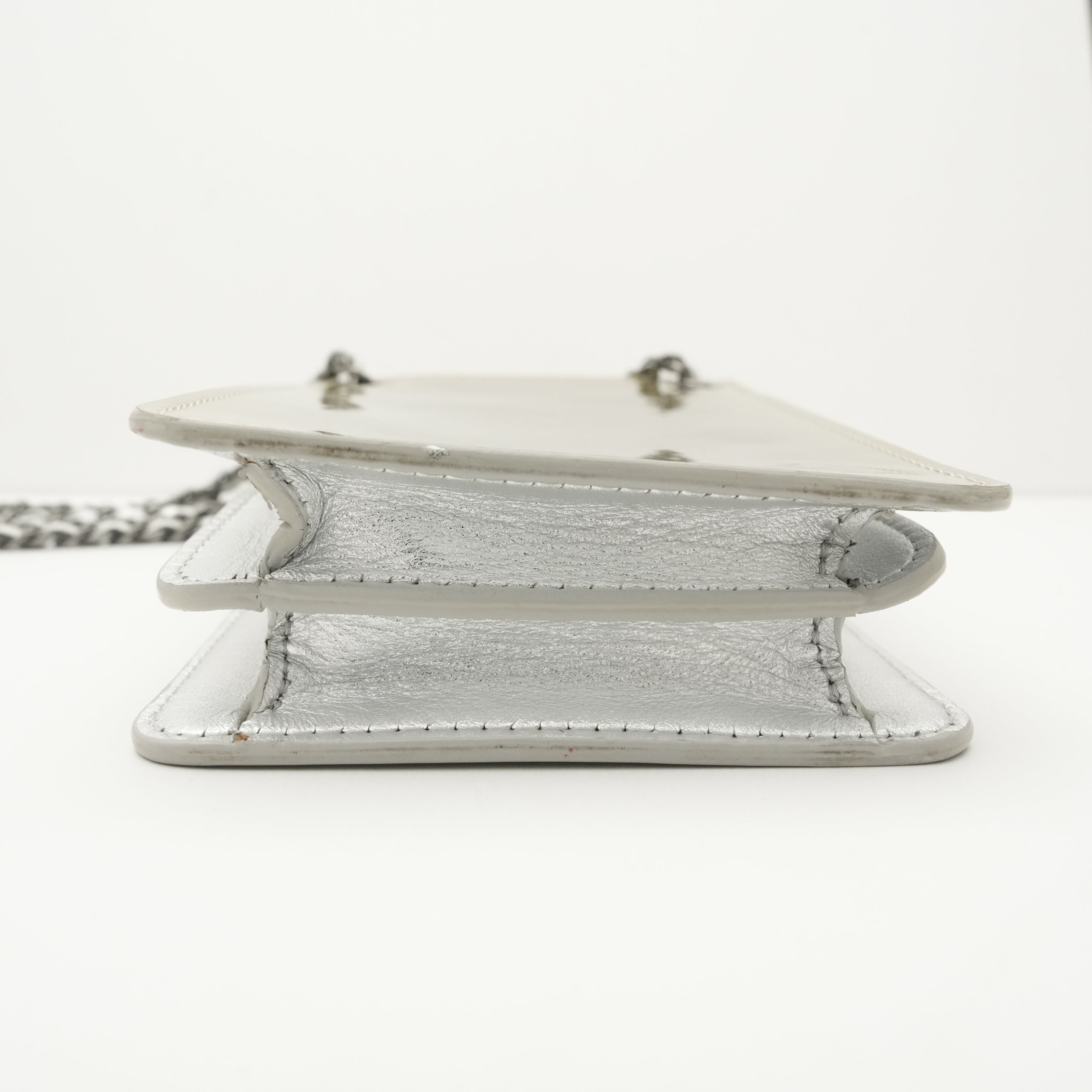 CHANEL 2014 Coco Mark Chain Metallic Leather Shoulder Bag