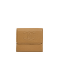 CHANEL 2003–2004 Coco Mark Caviar Leather Tri-Fold Wallet