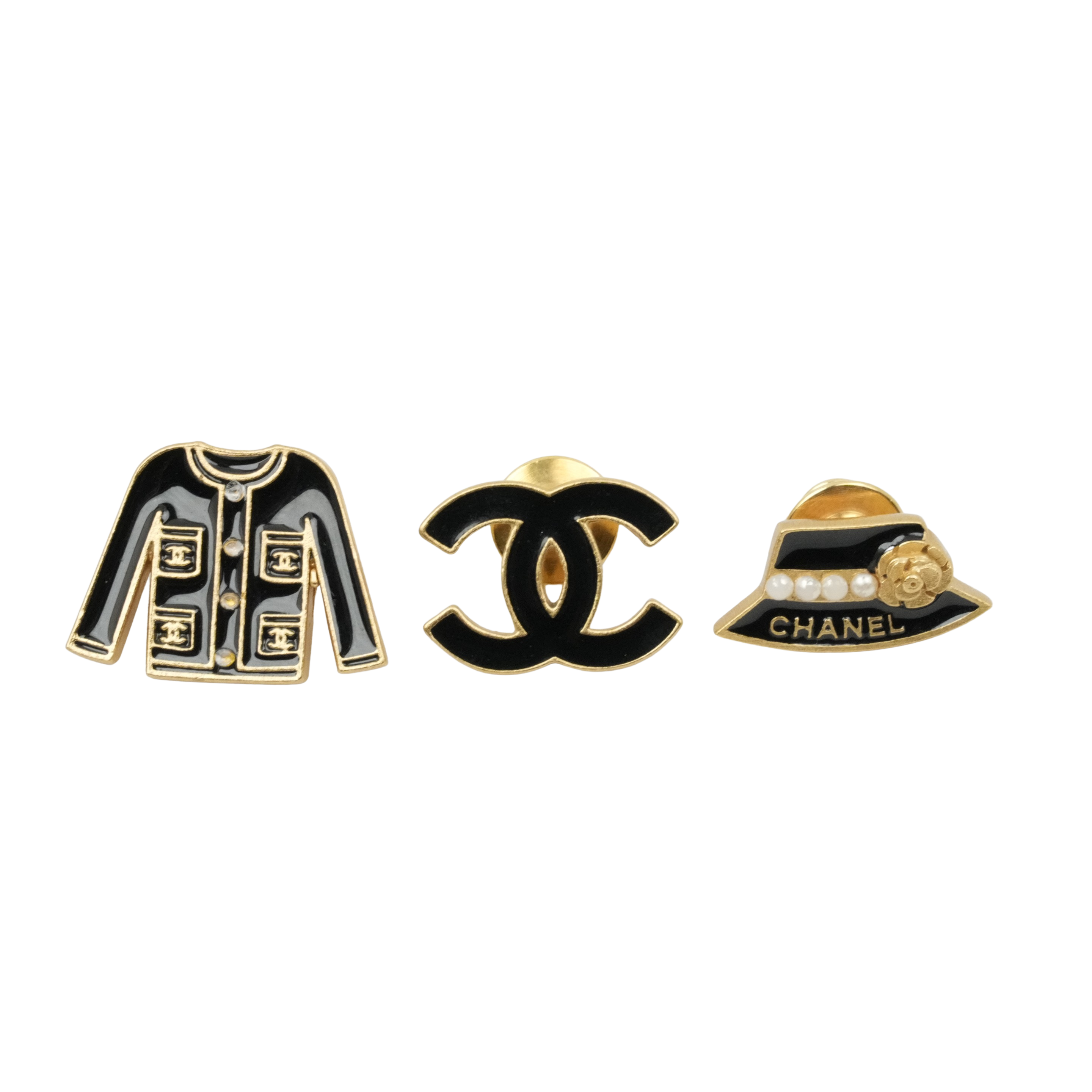 CHANEL 2002 Pin Brooch 3-Piece Se