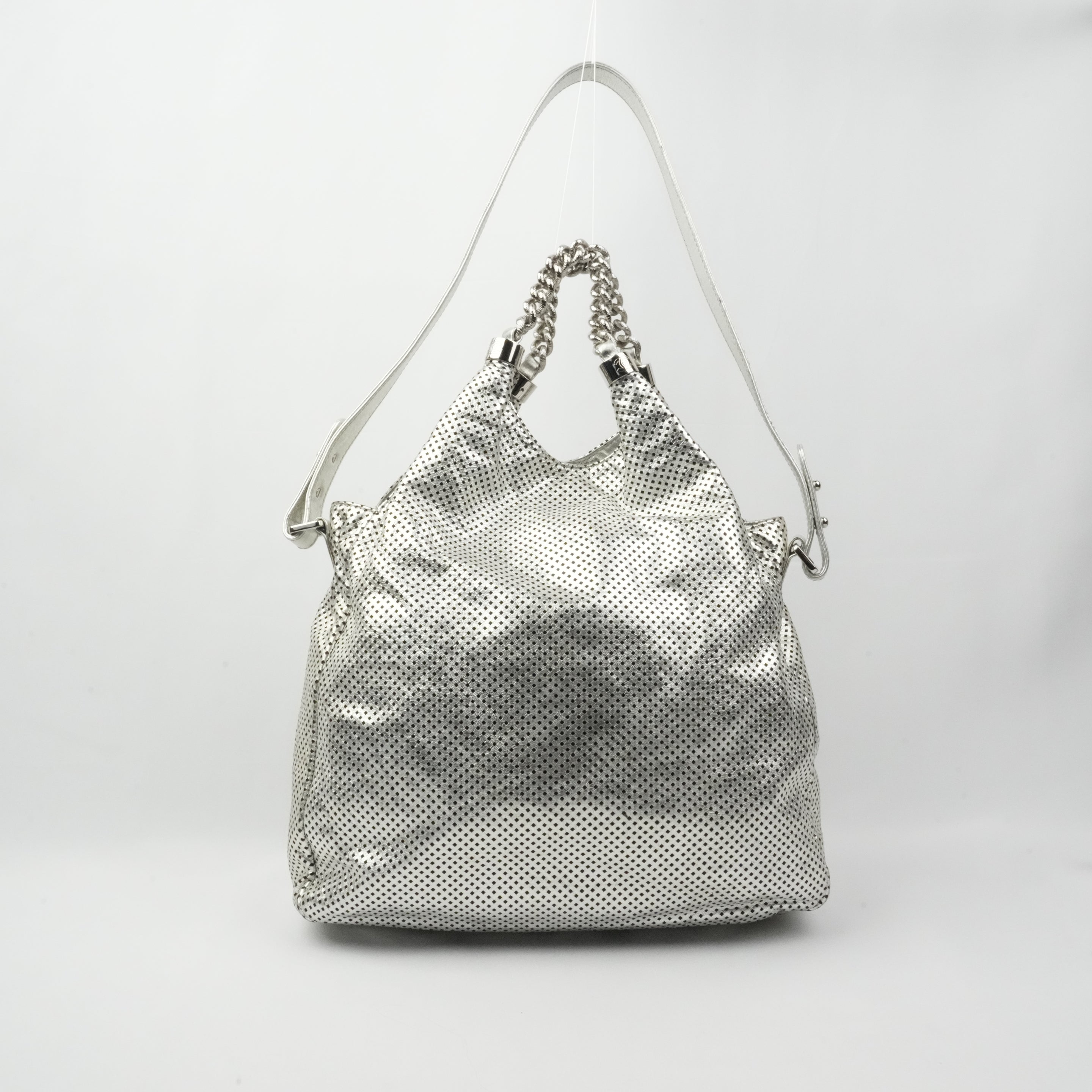 CHANEL 2008-2009 Punched Leather Handbag/Shoulder Bag 2Way