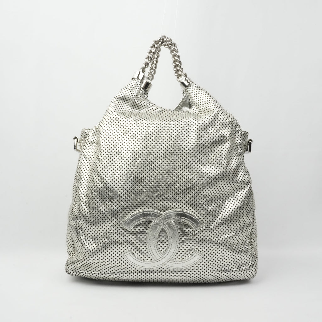 CHANEL 2008-2009 Punched Leather Handbag/Shoulder Bag 2Way