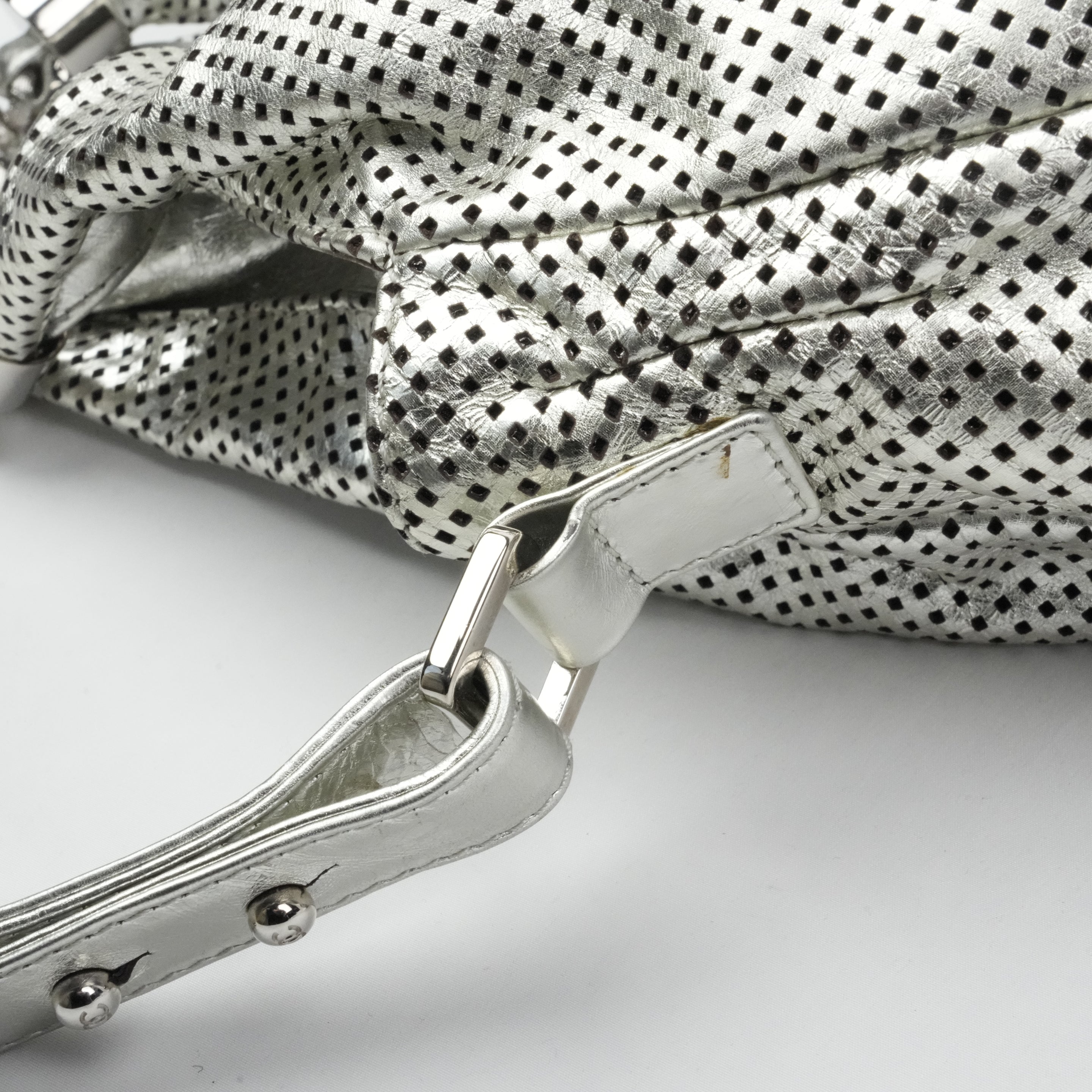 CHANEL 2008-2009 Punched Leather Handbag/Shoulder Bag 2Way