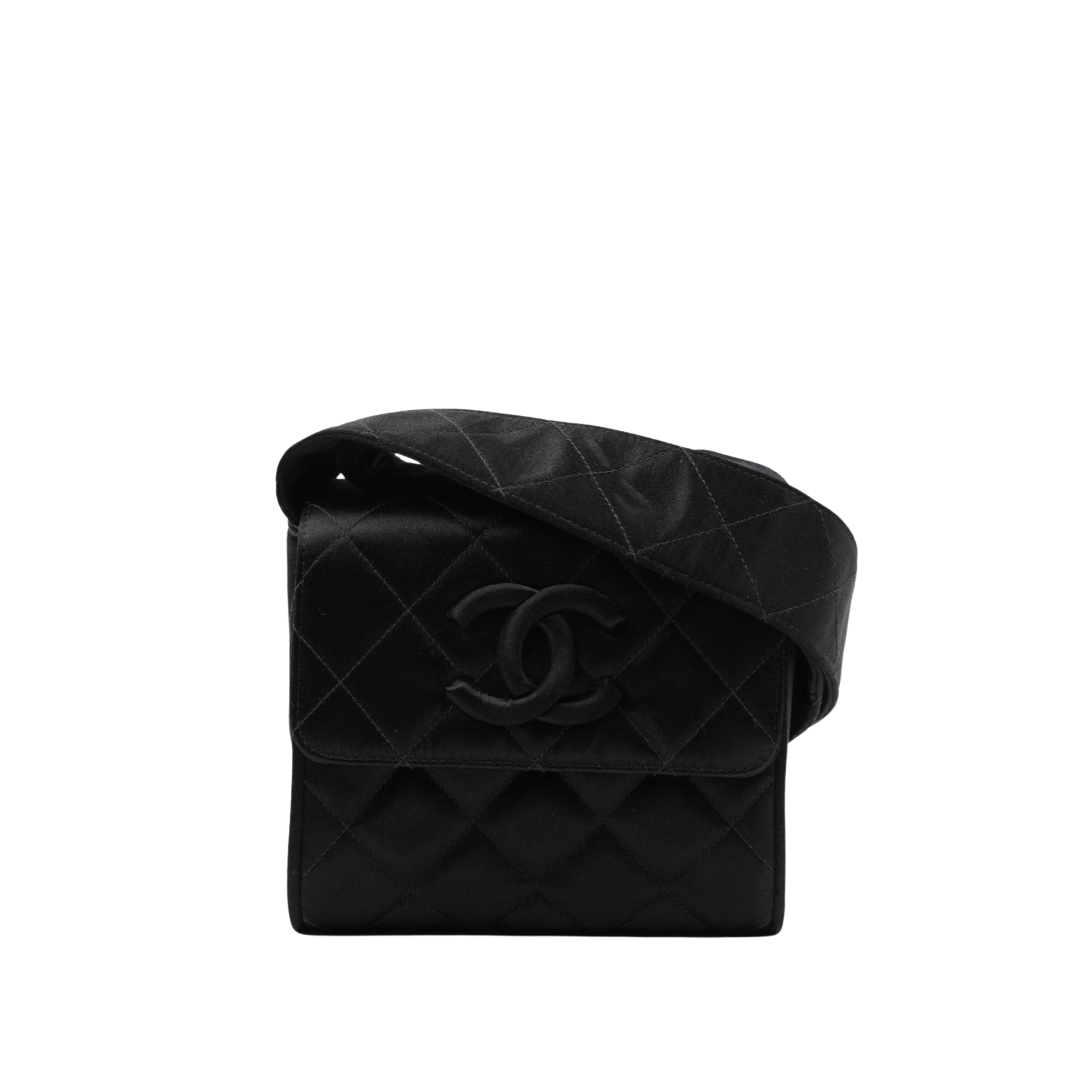 CHANEL 1991-1994 Mini MatelasseSatin Shoulder bag