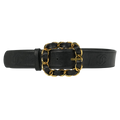 CHANEL Coco Mark Chain Caviar Leather Buckle Belt