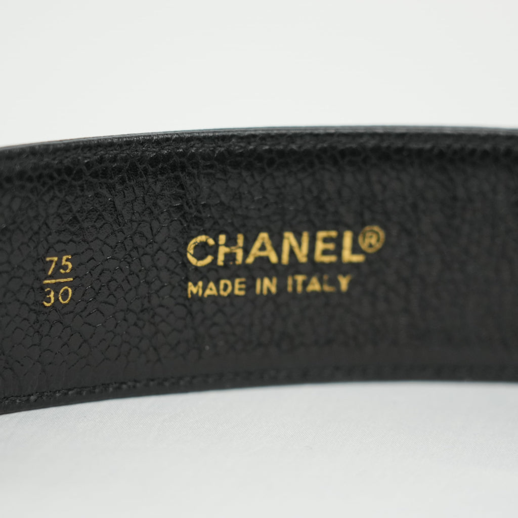 CHANEL Coco Mark Chain Caviar Leather Buckle Belt