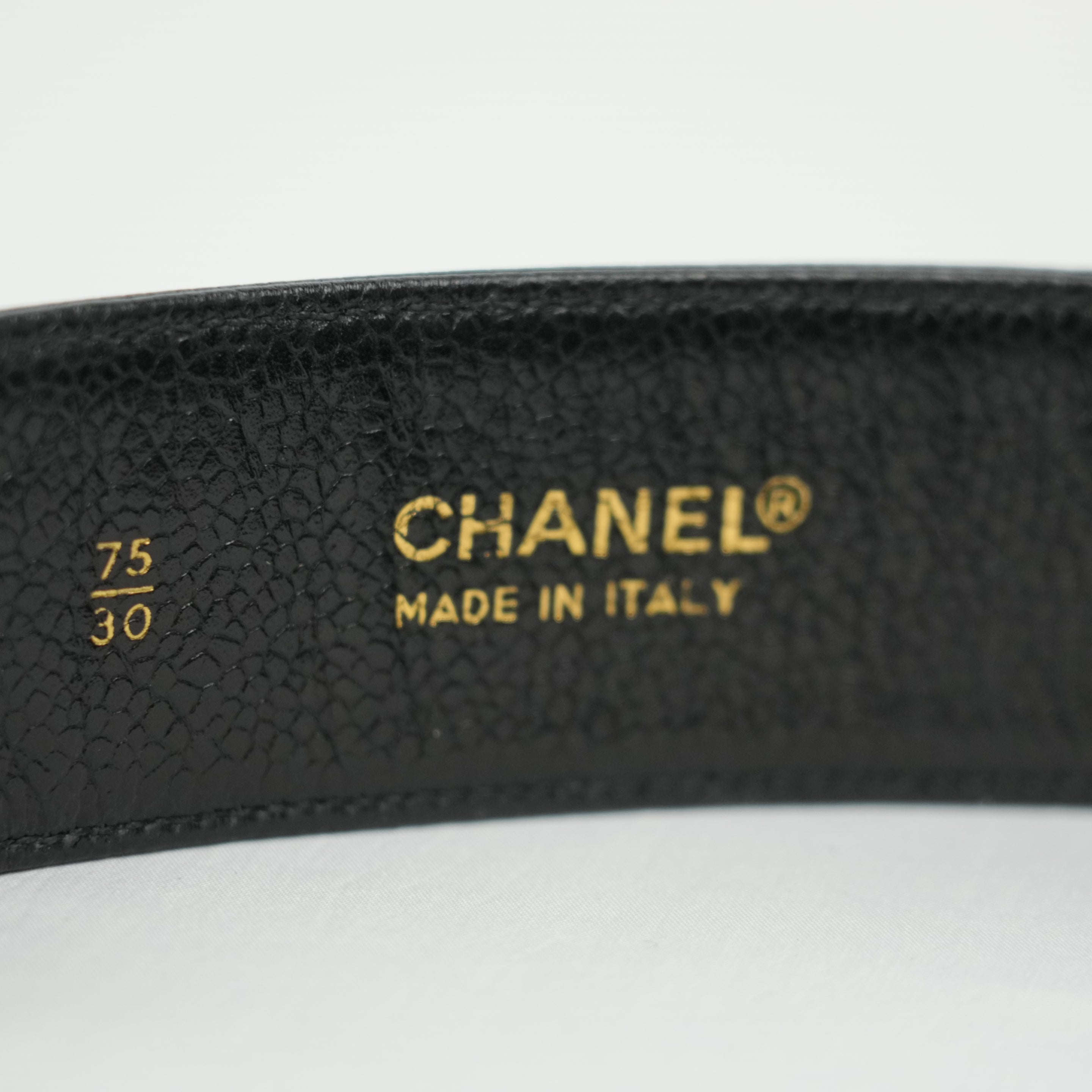 CHANEL Coco Mark Chain Caviar Leather Buckle Belt