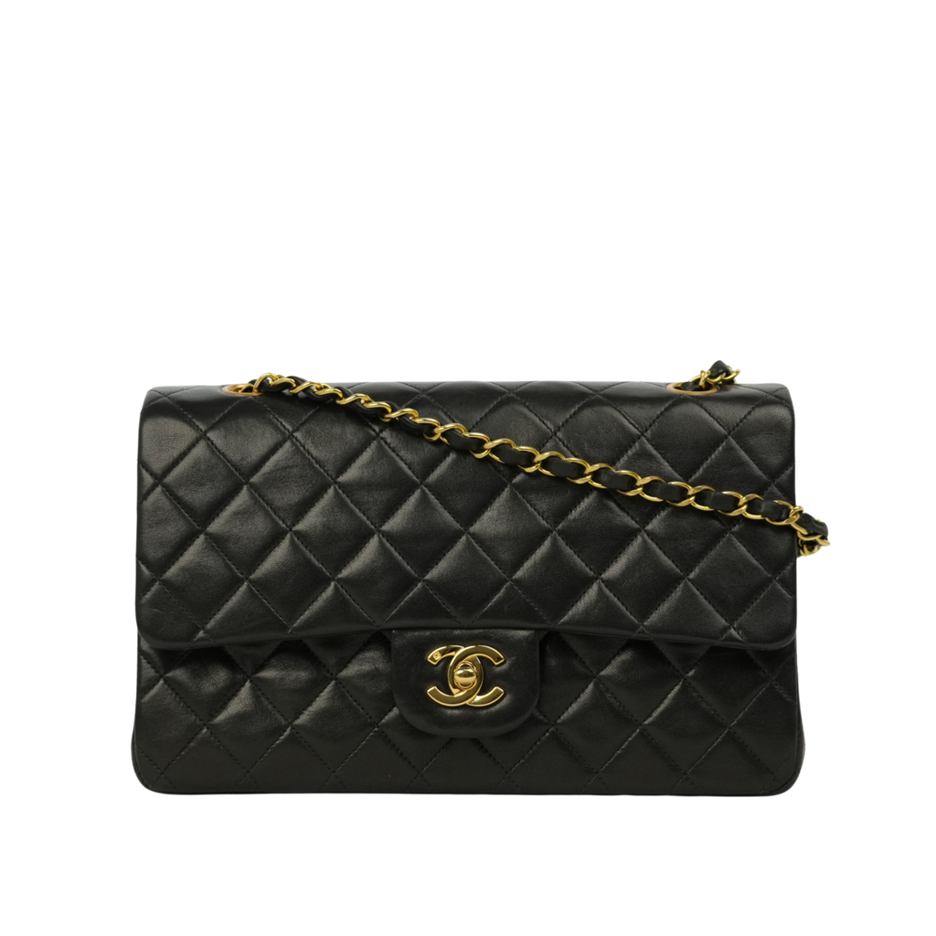 CHANEL 1994–1996 Matelassé Double Flap Lambskin Shoulder Bag