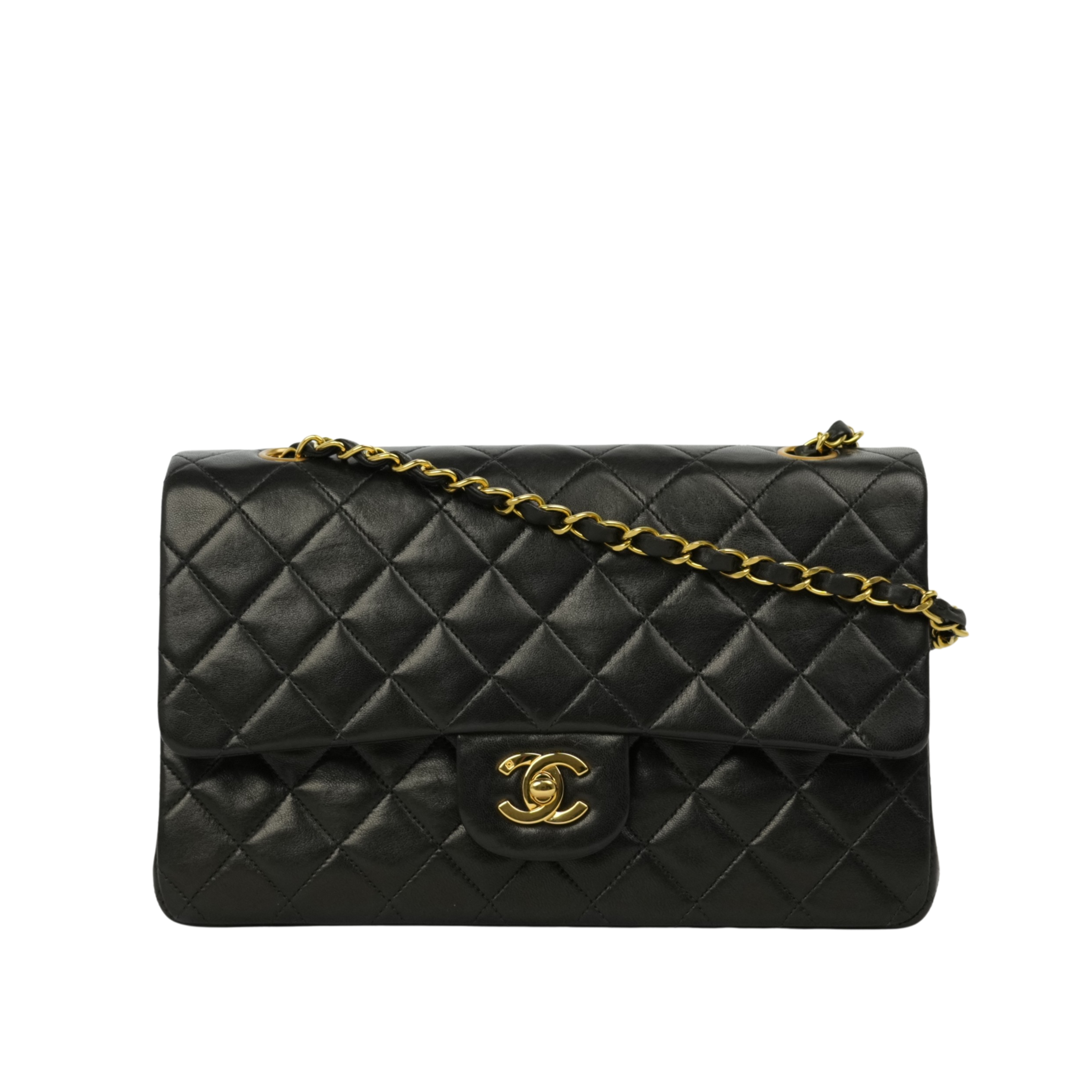 CHANEL 1994–1996 Matelassé Double Flap Lambskin Shoulder Bag