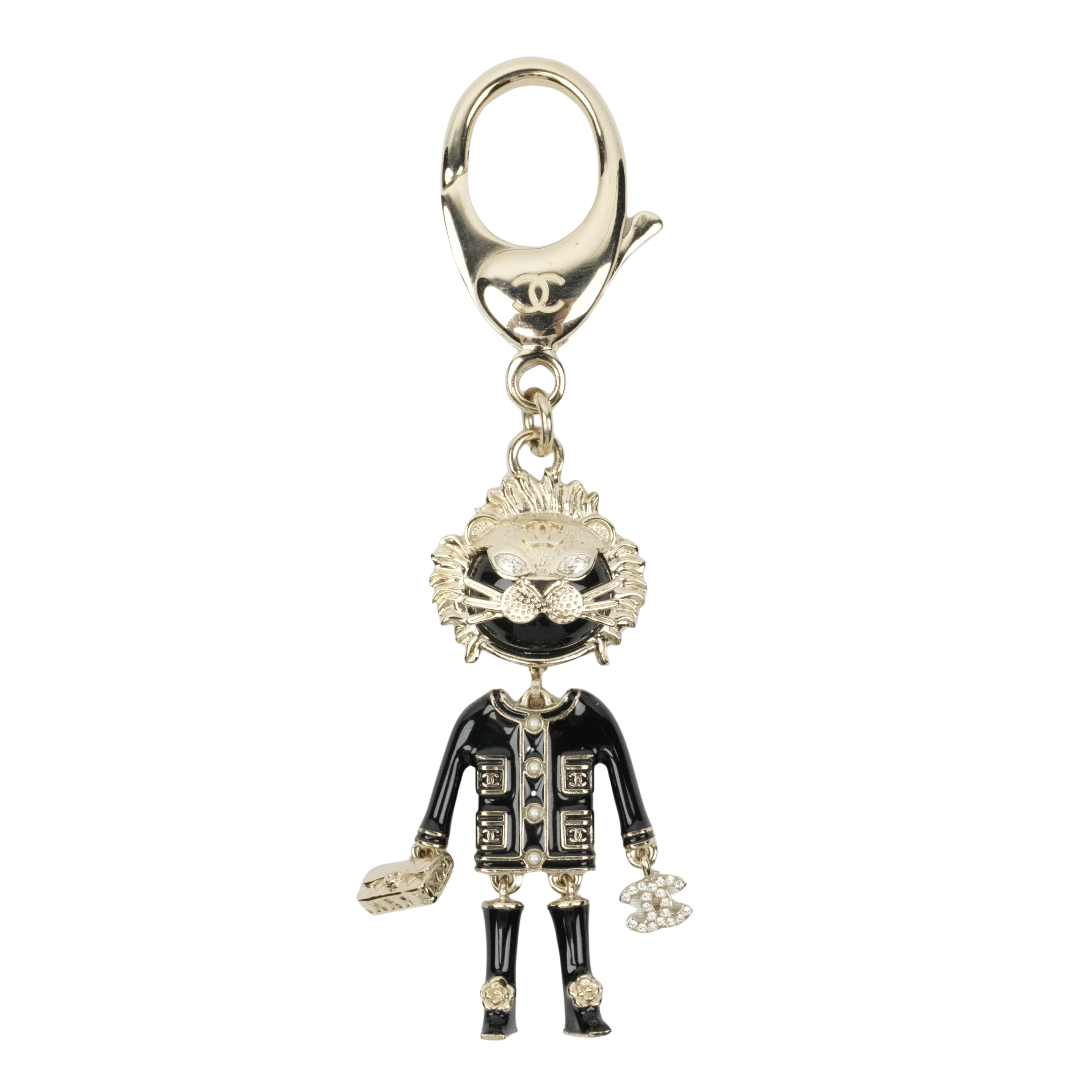 CHANEL Coco Mark Lion Rhinestone Keychain Other Accessory