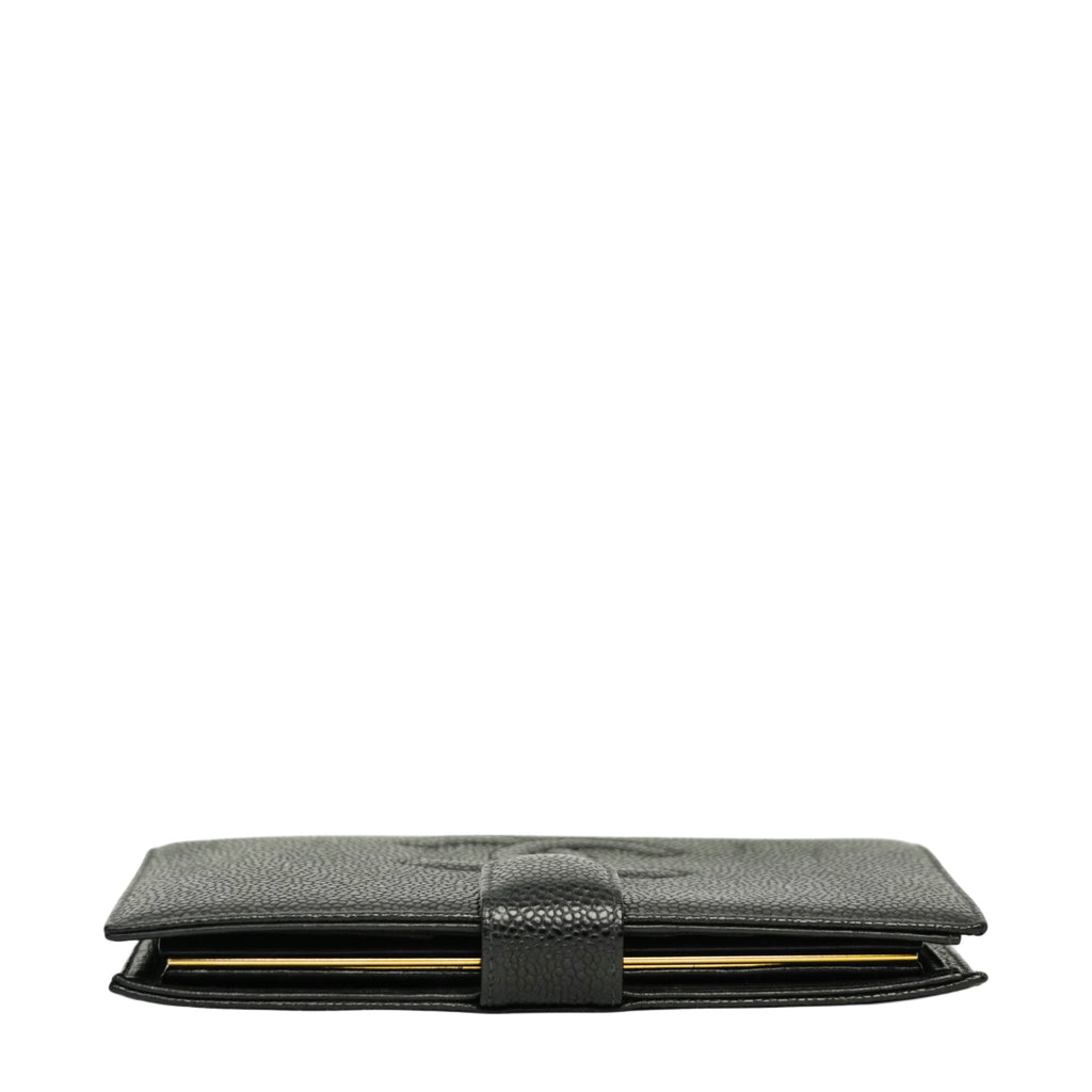 CHANEL 2003–2004 Coco Mark Caviar Skin Bifold Long Wallet