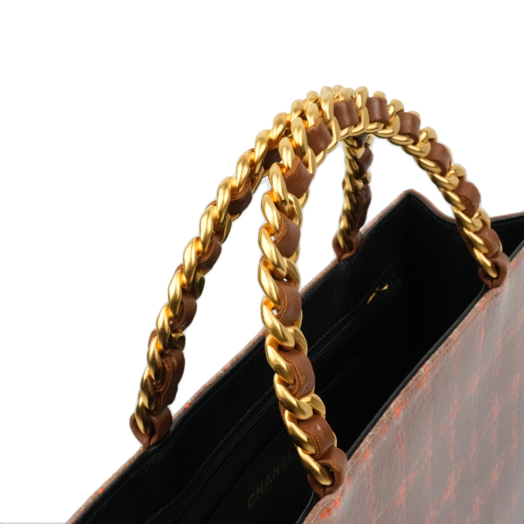 CHANEL 1994-1996 Chocobar Patent Chain Tote Bag/Handbag